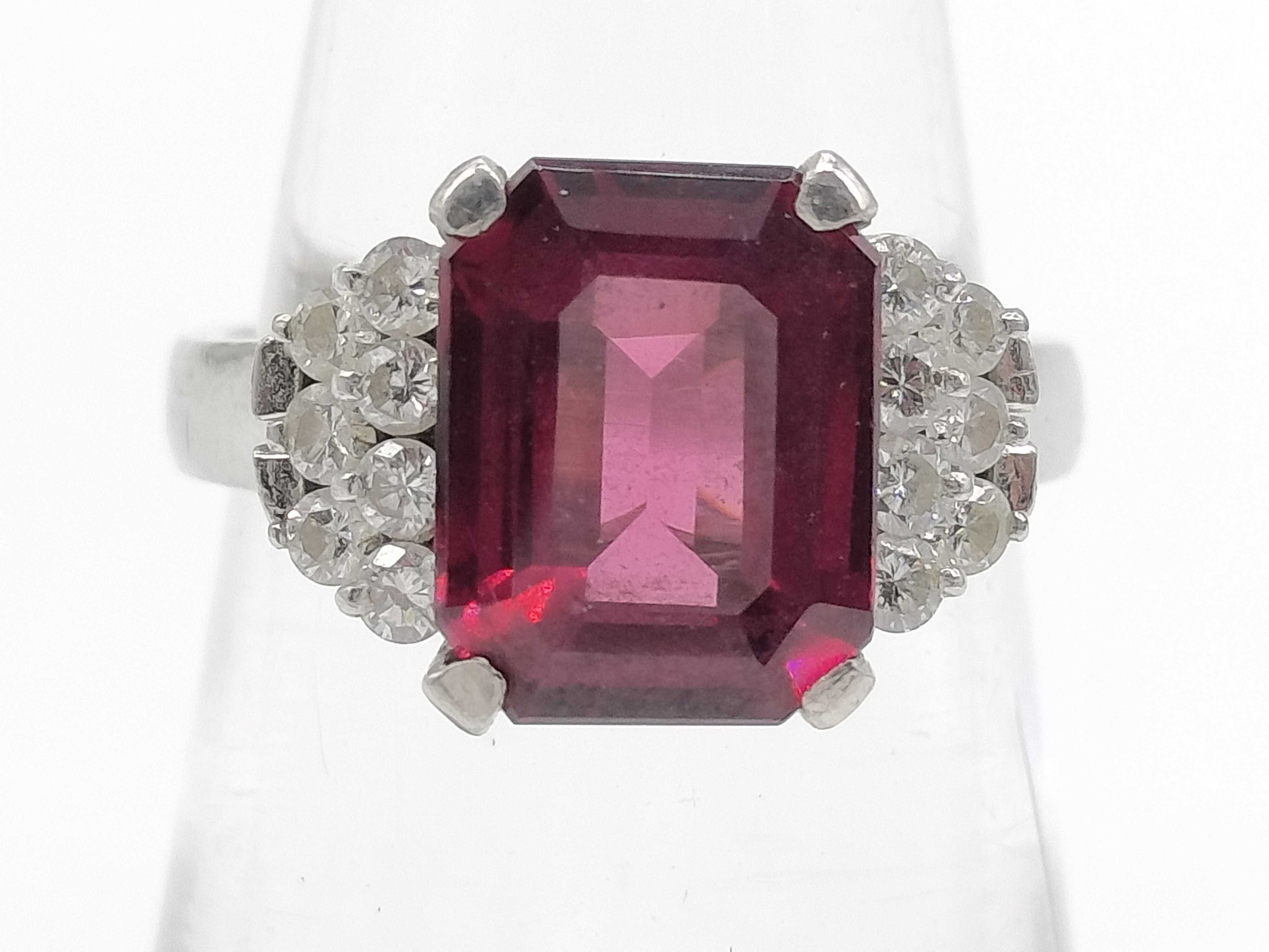 Platinum Rhodolite Garnet and Diamond Cocktail Ring