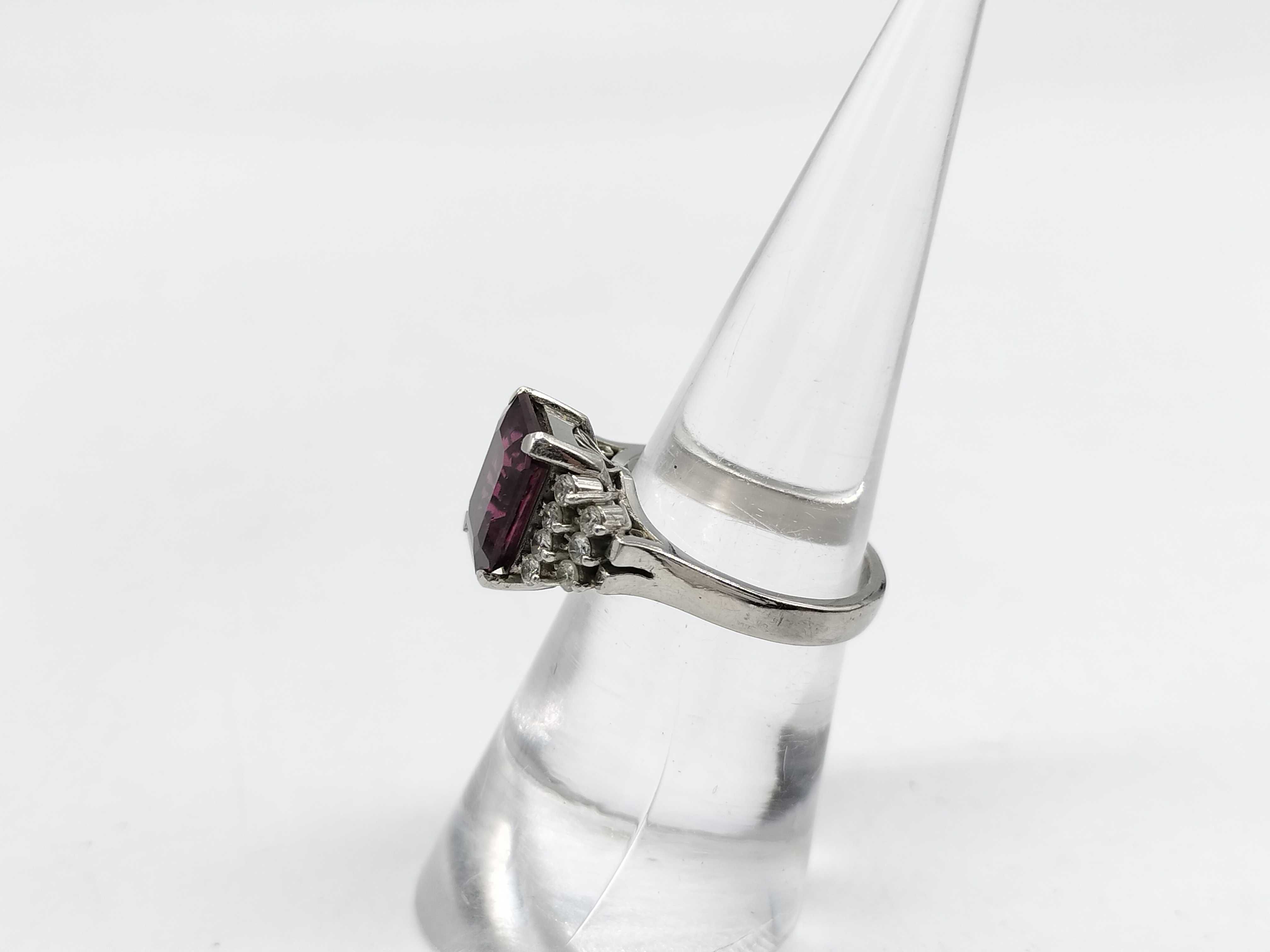 Platinum Rhodolite Garnet and Diamond Cocktail Ring