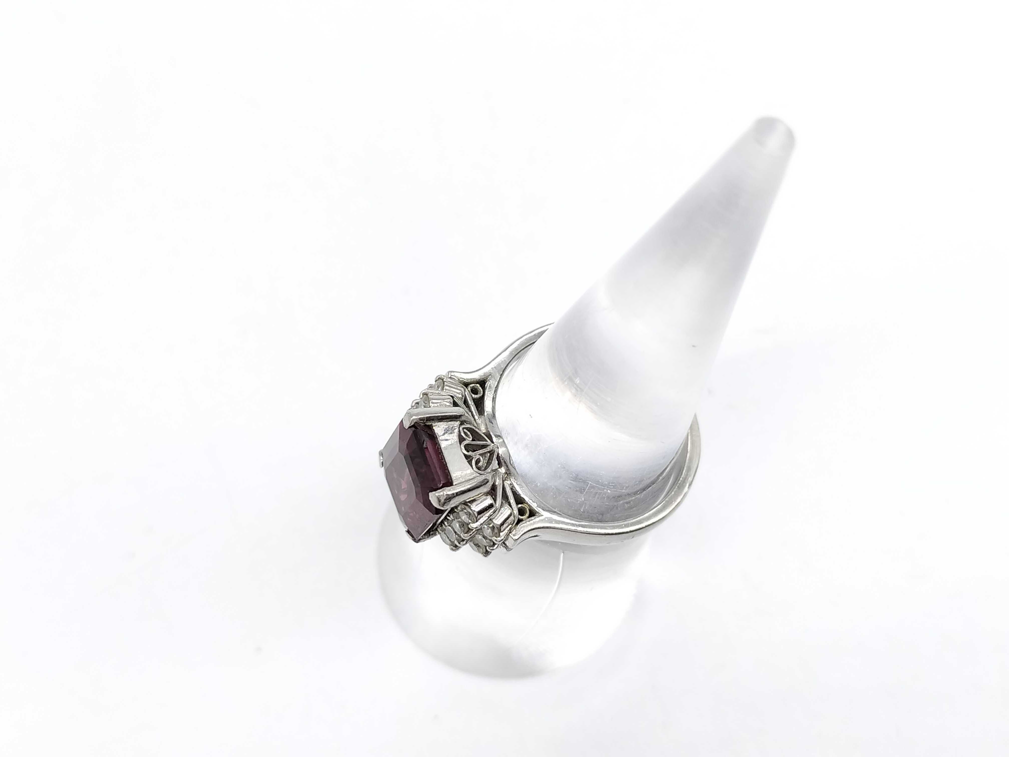 Platinum Rhodolite Garnet and Diamond Cocktail Ring