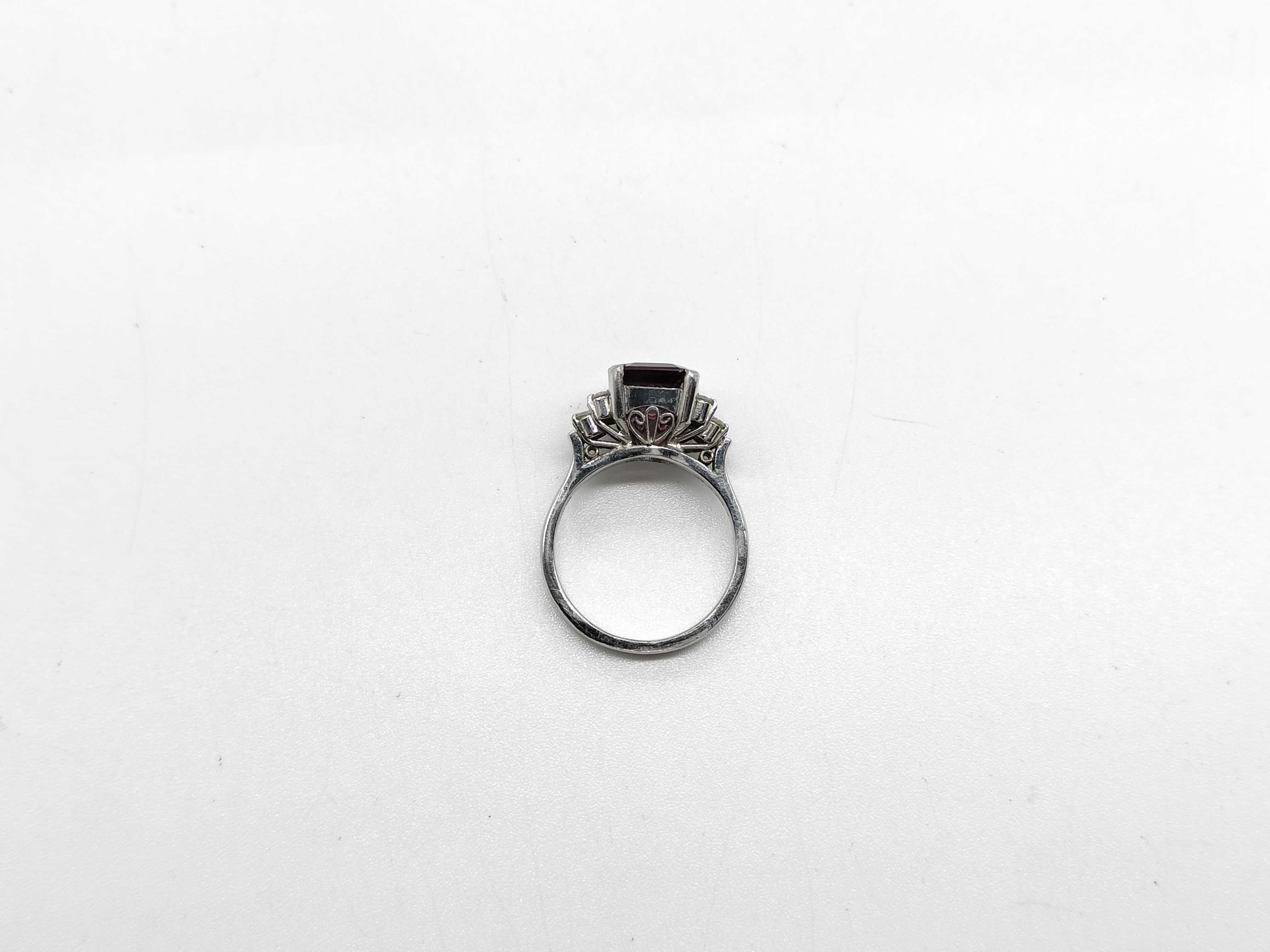 Platinum Rhodolite Garnet and Diamond Cocktail Ring