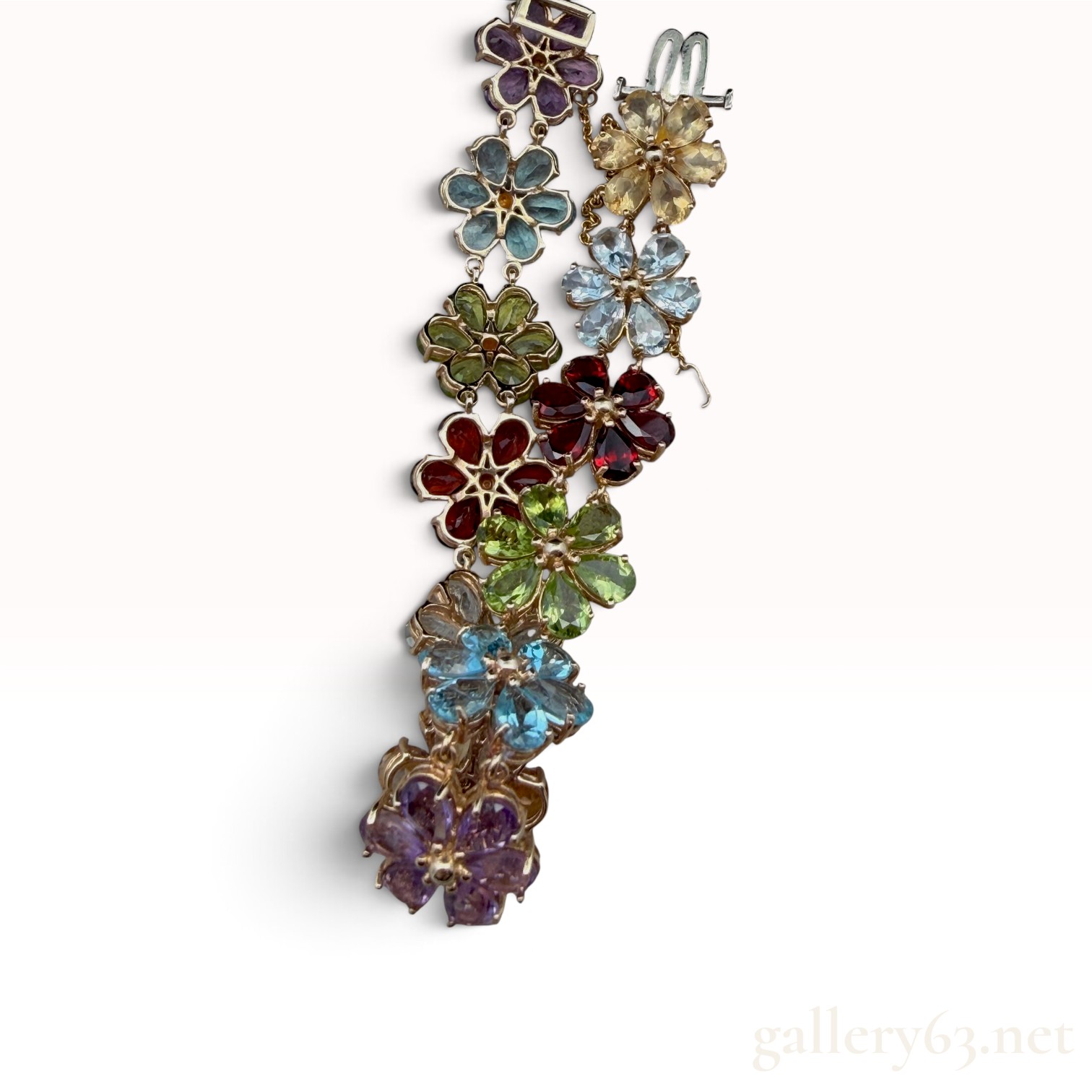 10k Multi-Gem Flower Bracelet