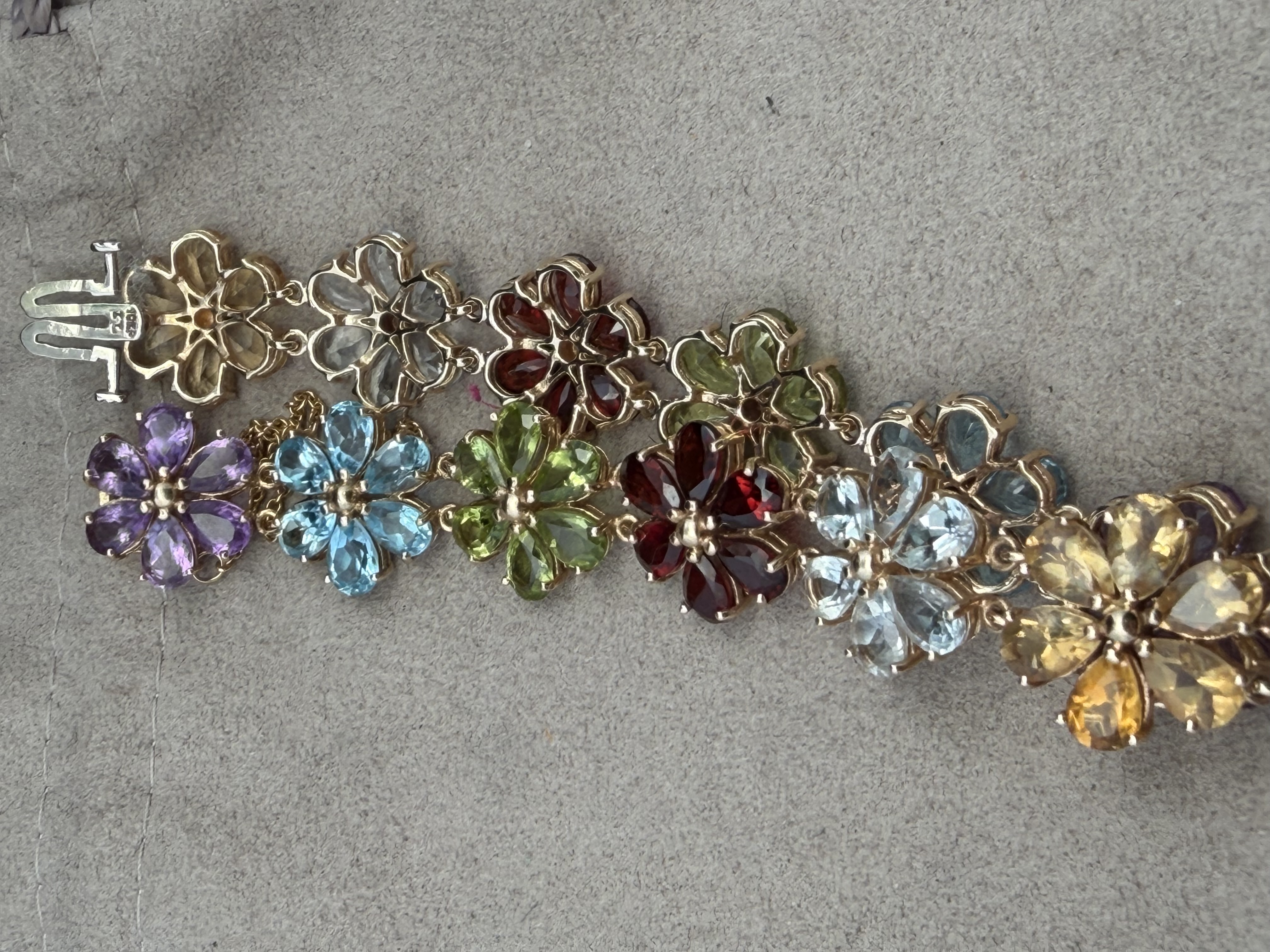 10k Multi-Gem Flower Bracelet