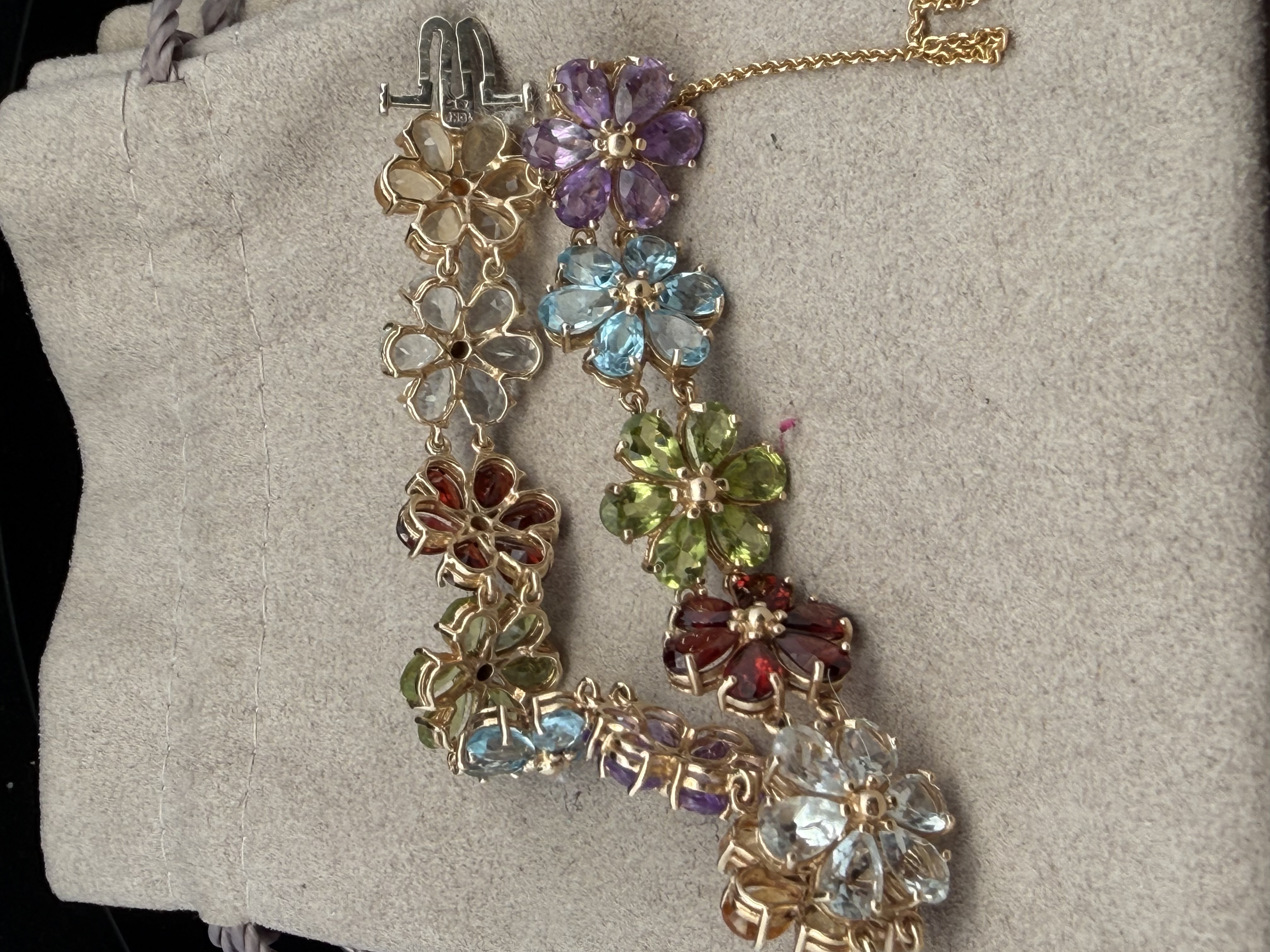 10k Multi-Gem Flower Bracelet