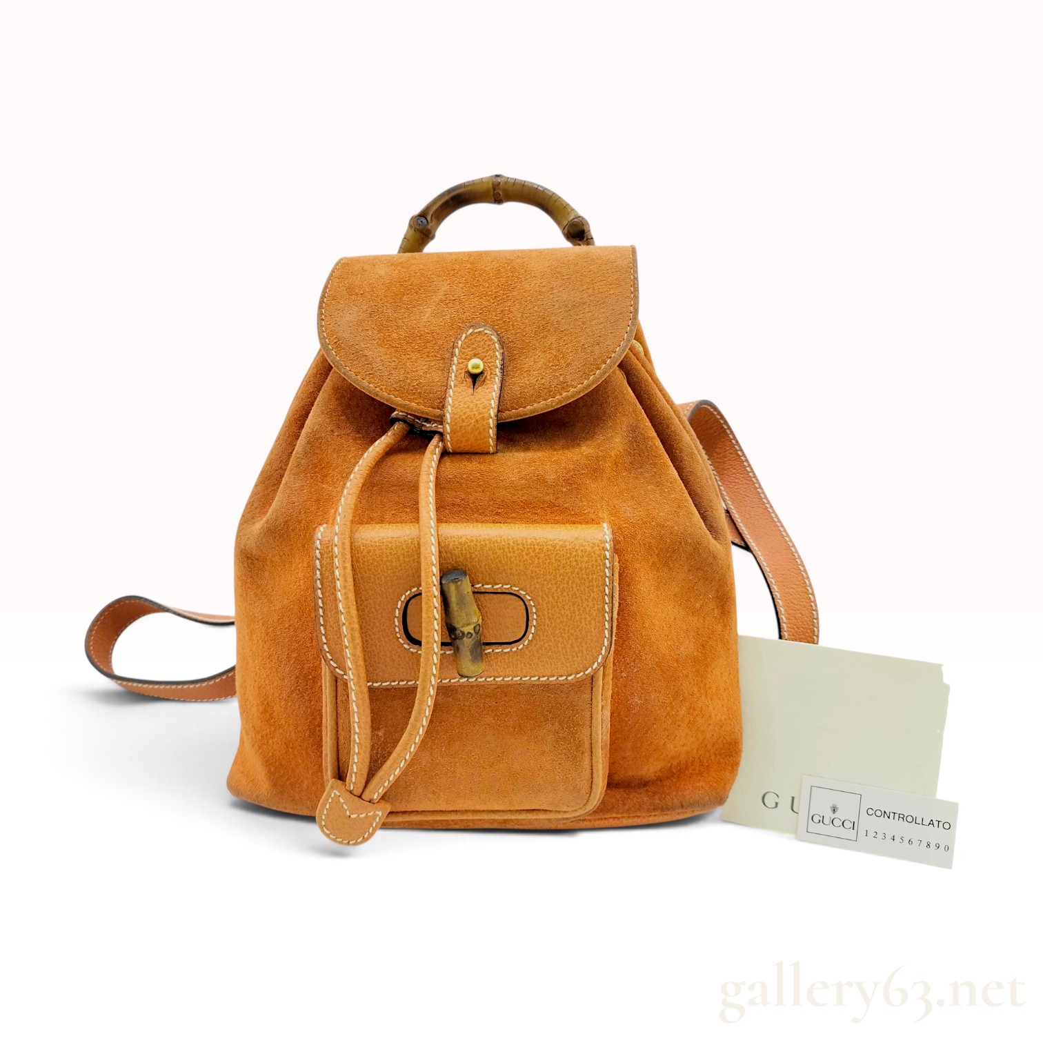 Gucci Mini Bamboo Suede Backpack in Terracotta