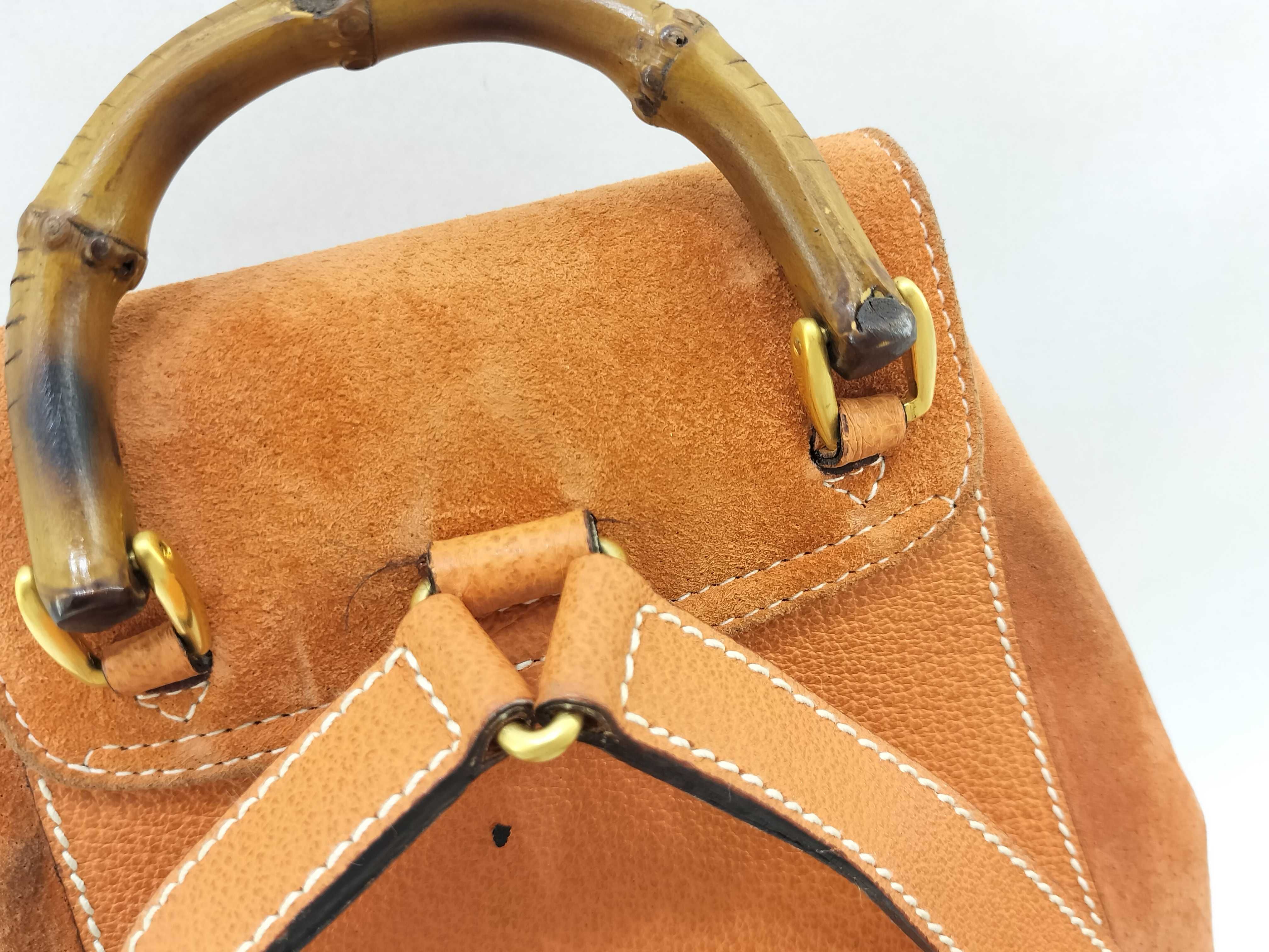 Gucci Mini Bamboo Suede Backpack in Terracotta