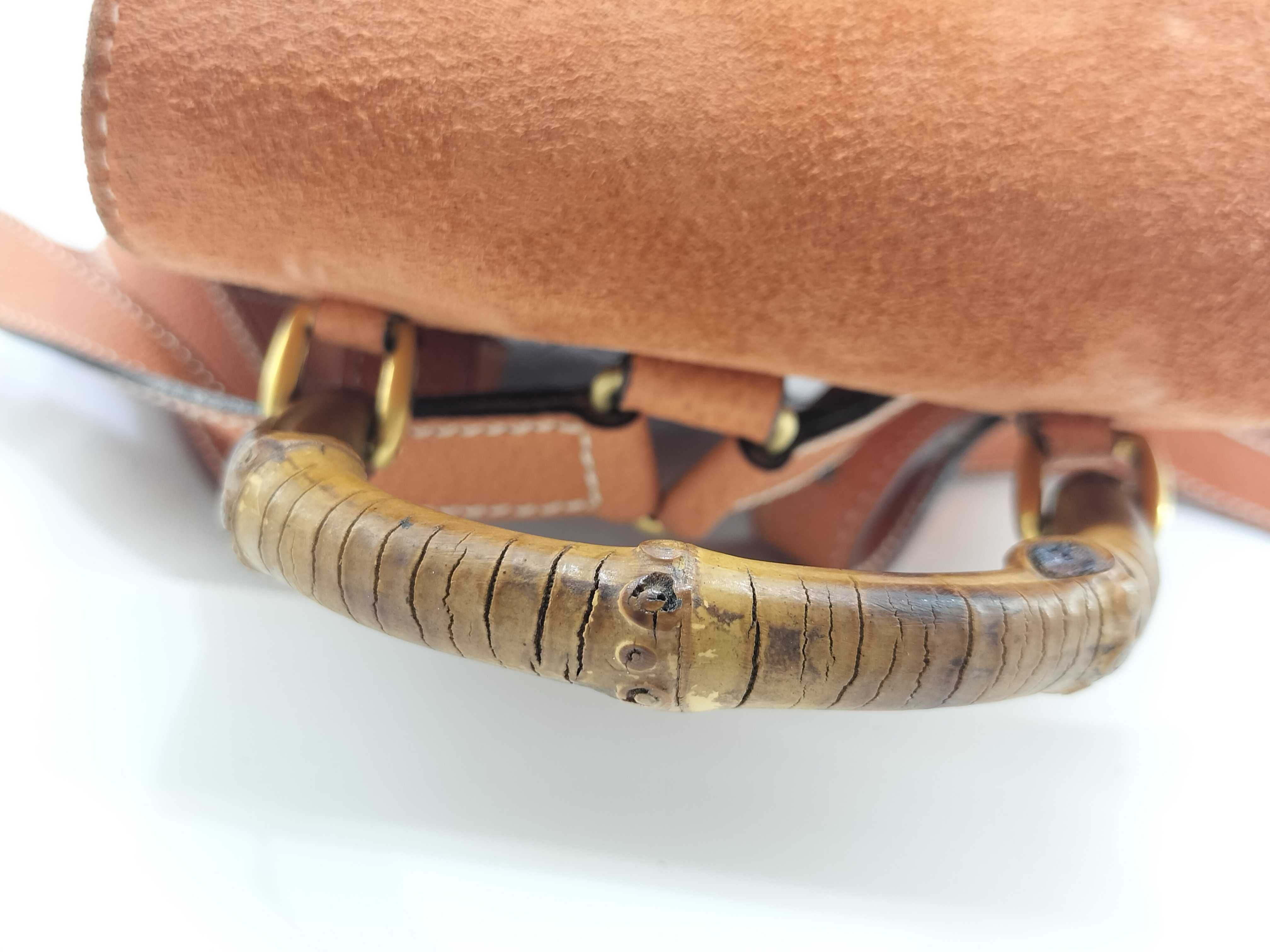 Gucci Mini Bamboo Suede Backpack in Terracotta