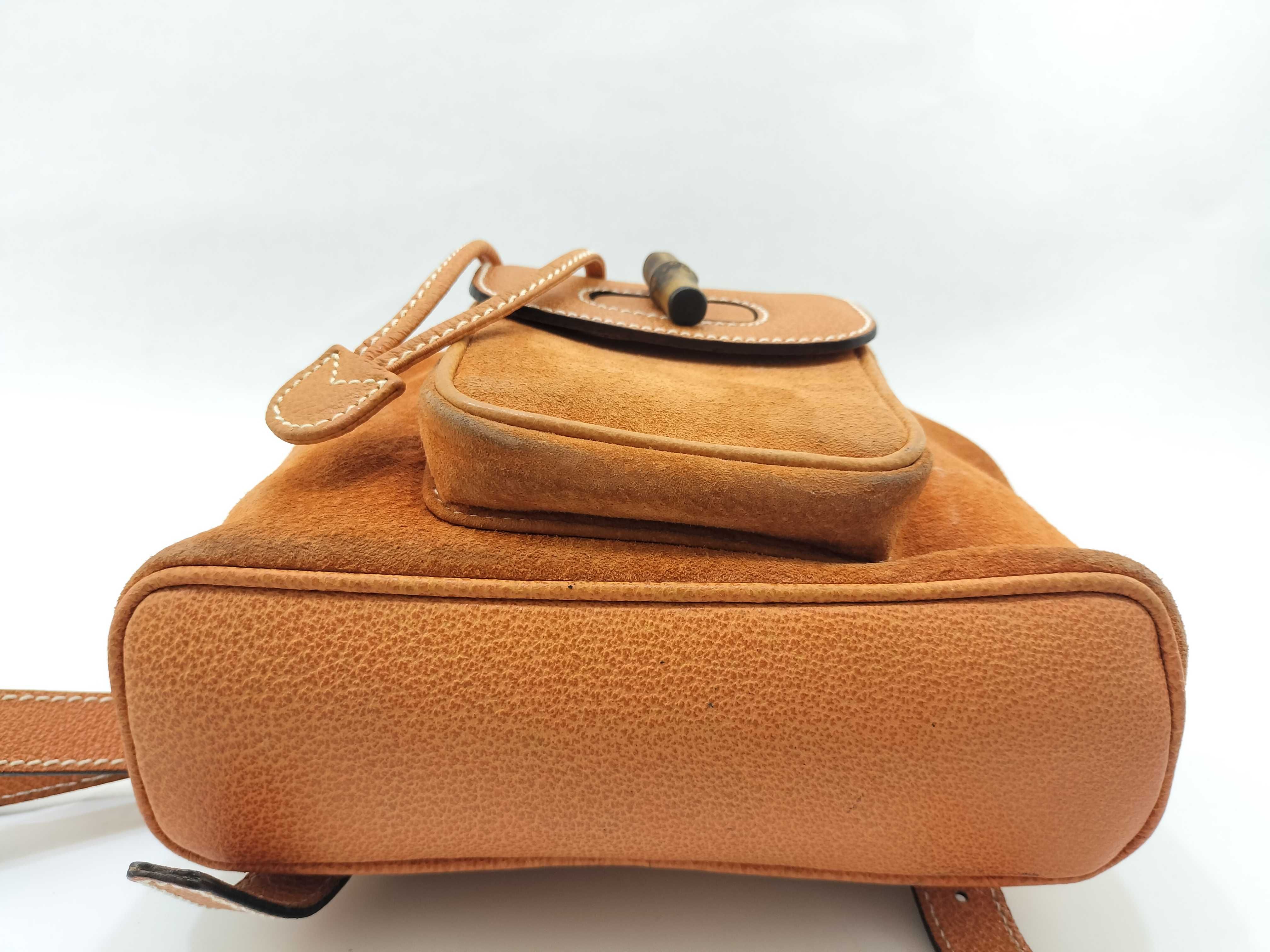 Gucci Mini Bamboo Suede Backpack in Terracotta
