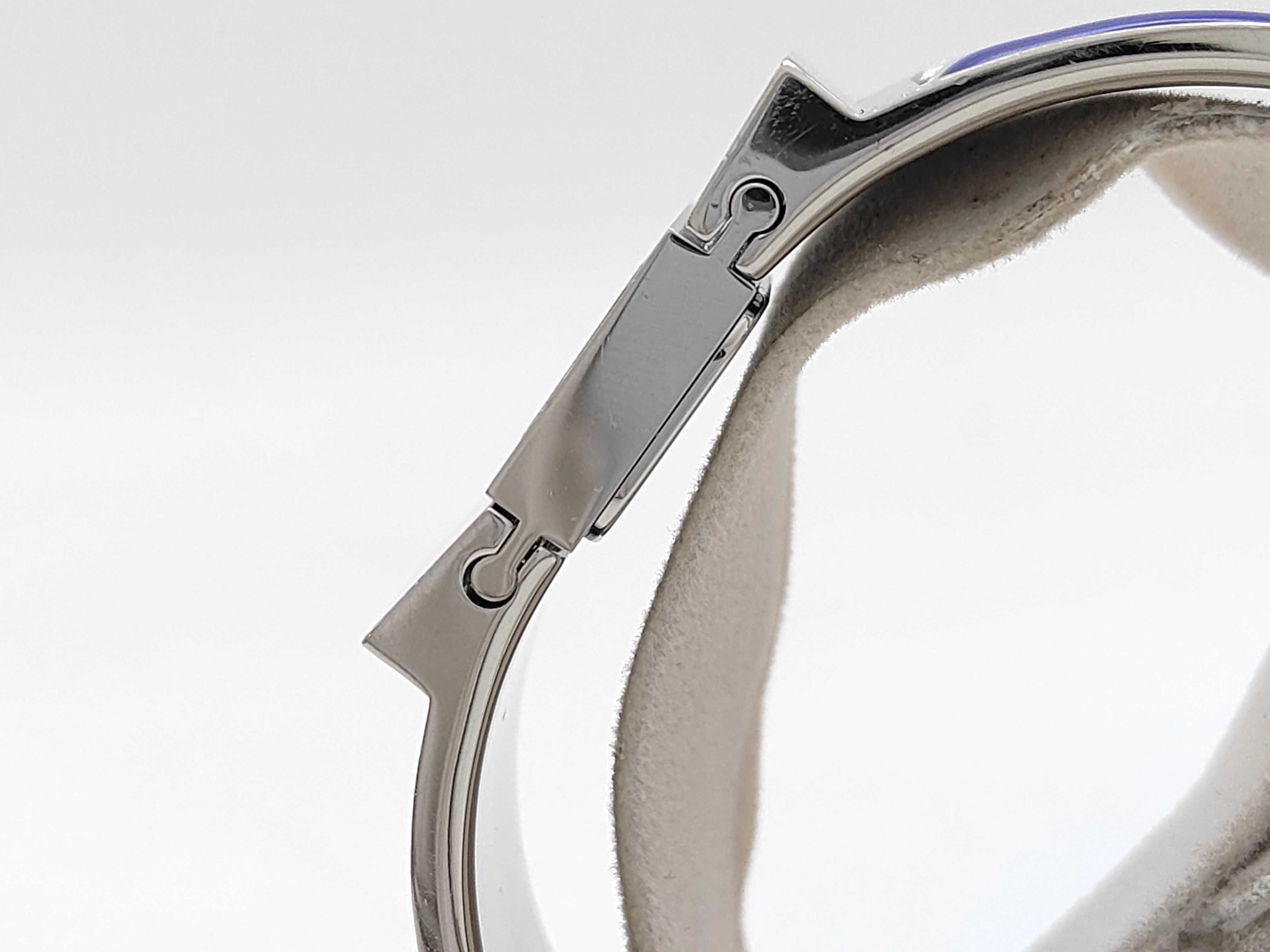 Hermes Loquet Bangle Watch L01.210 Stainless Steel and Blue Enamel