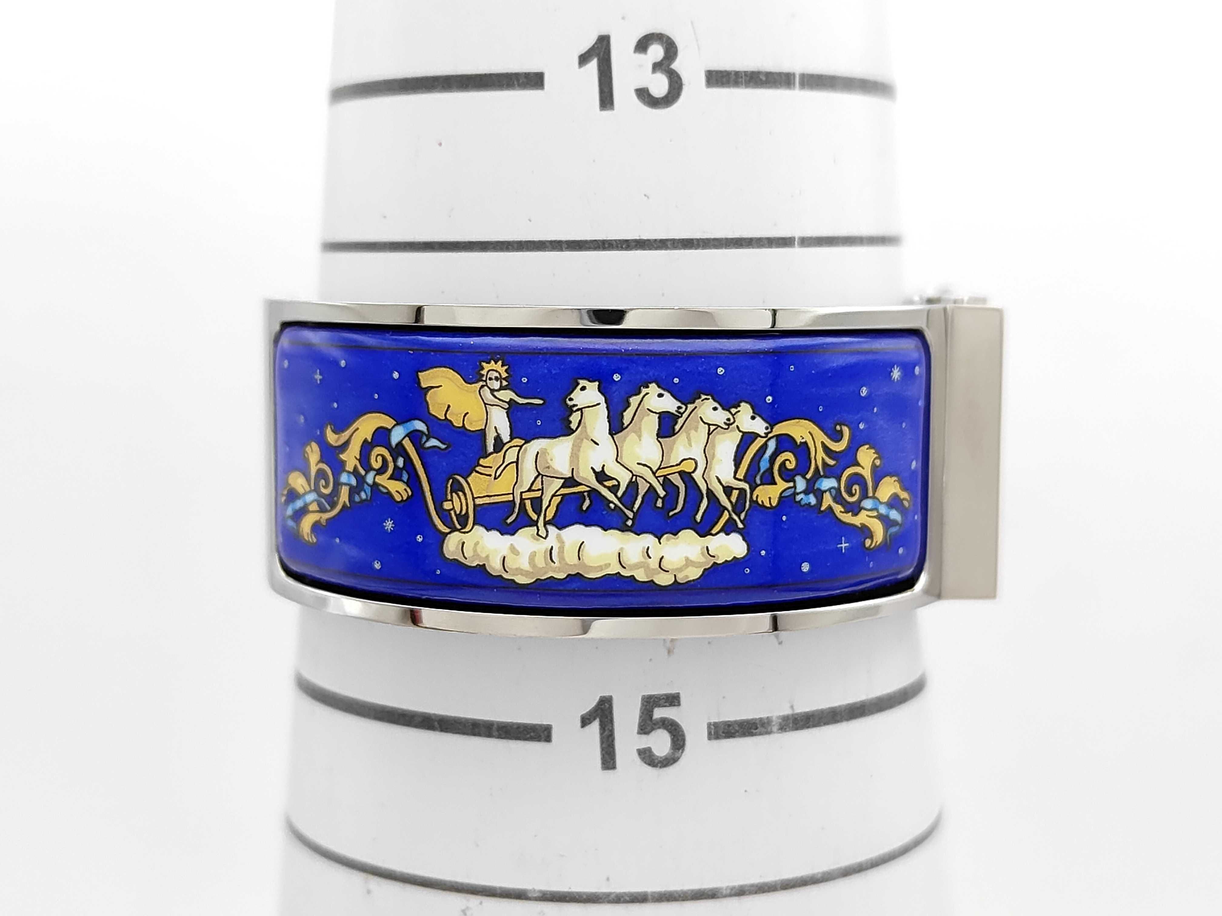 Hermes Loquet Bangle Watch L01.210 Stainless Steel and Blue Enamel