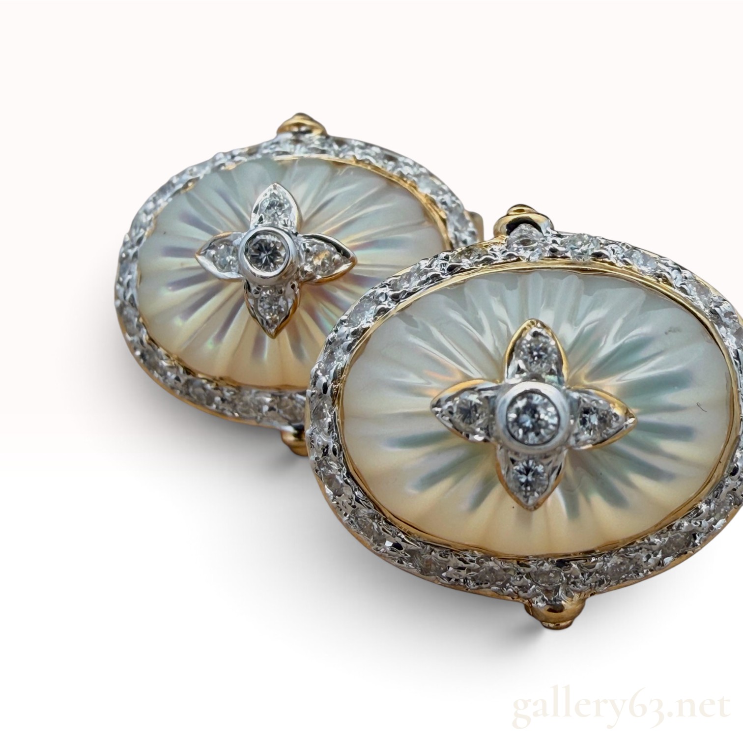 18k Mother of Pearl Diamond Earrings
