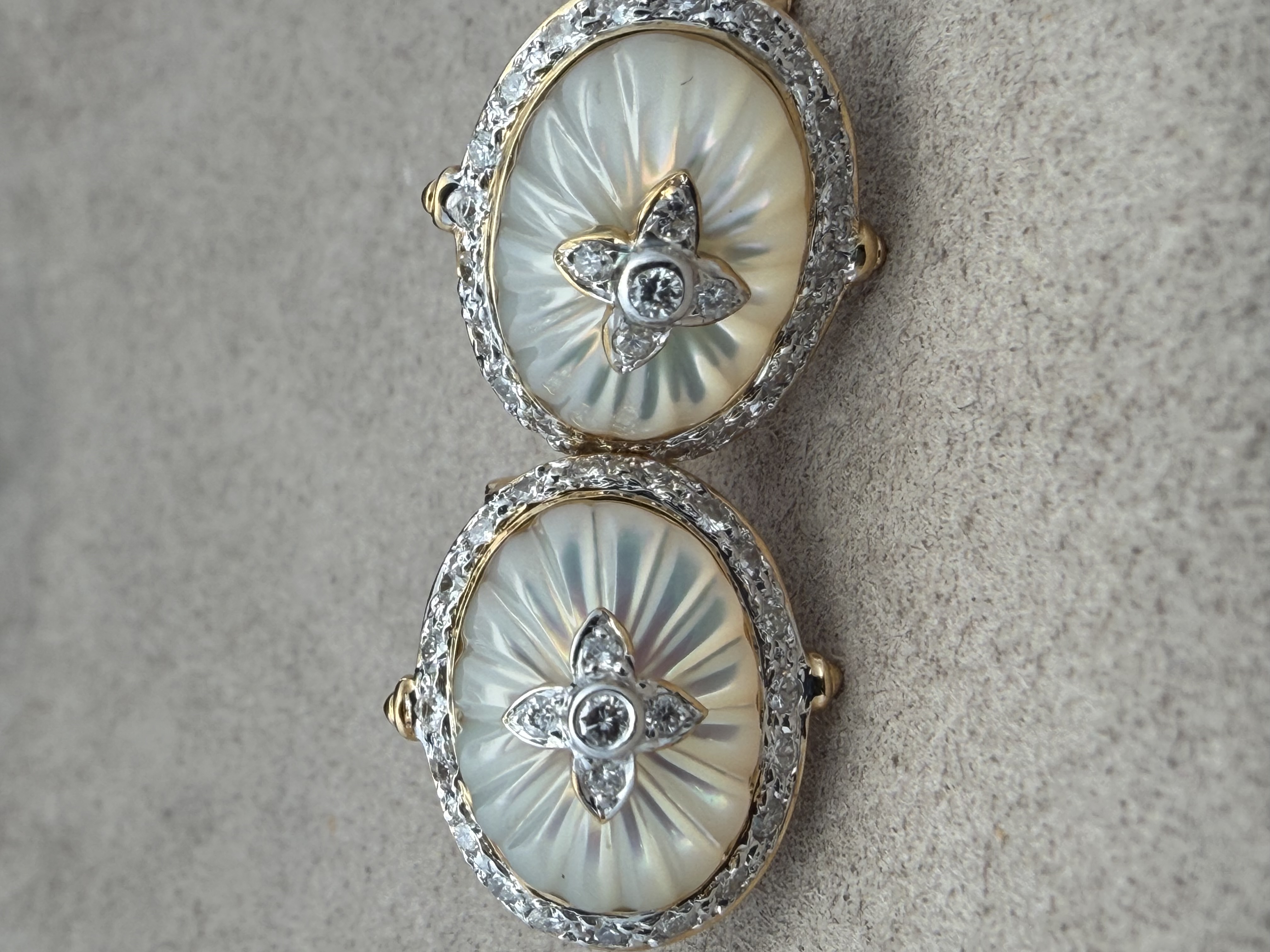 18k Mother of Pearl Diamond Earrings