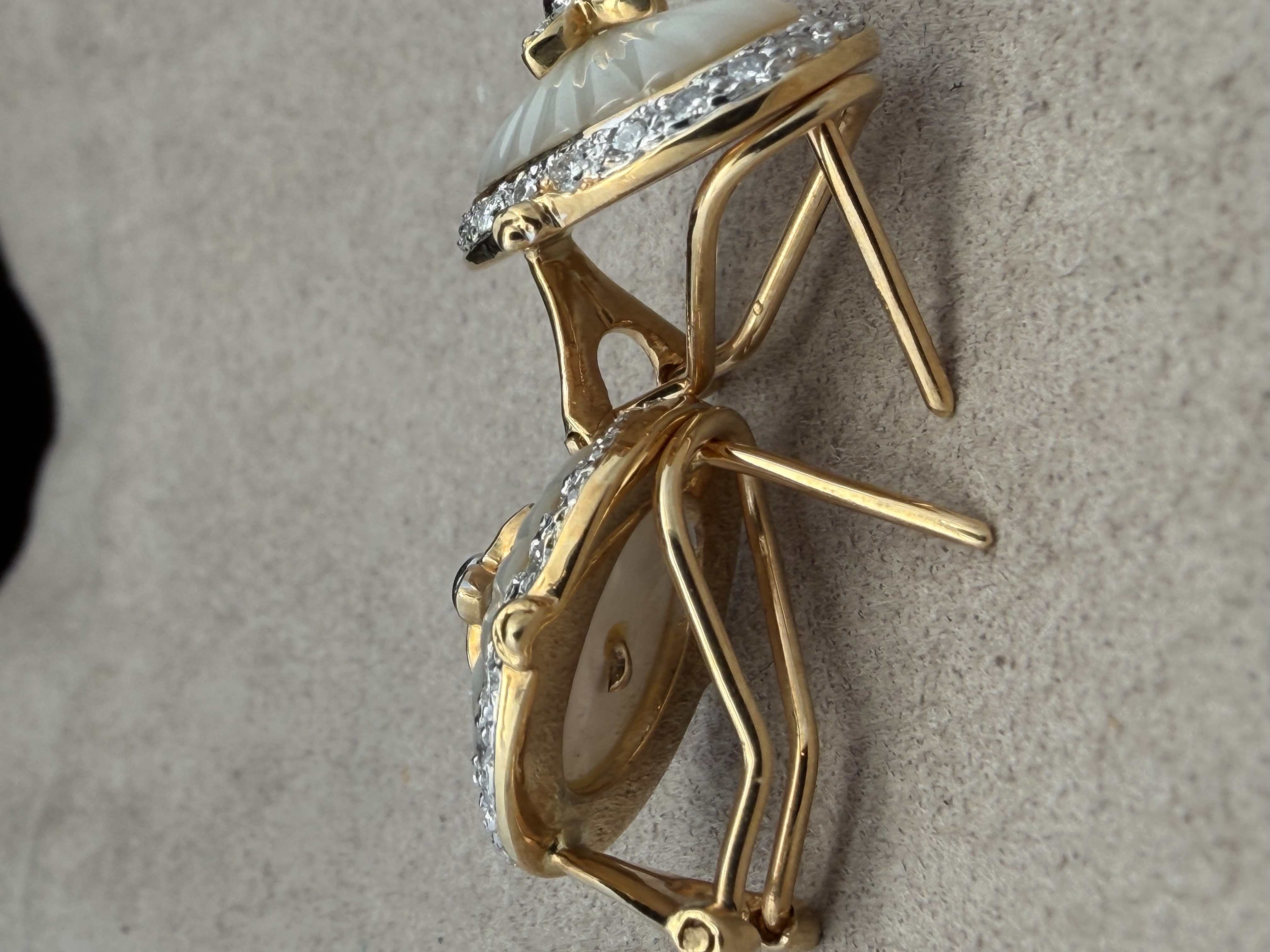 18k Mother of Pearl Diamond Earrings