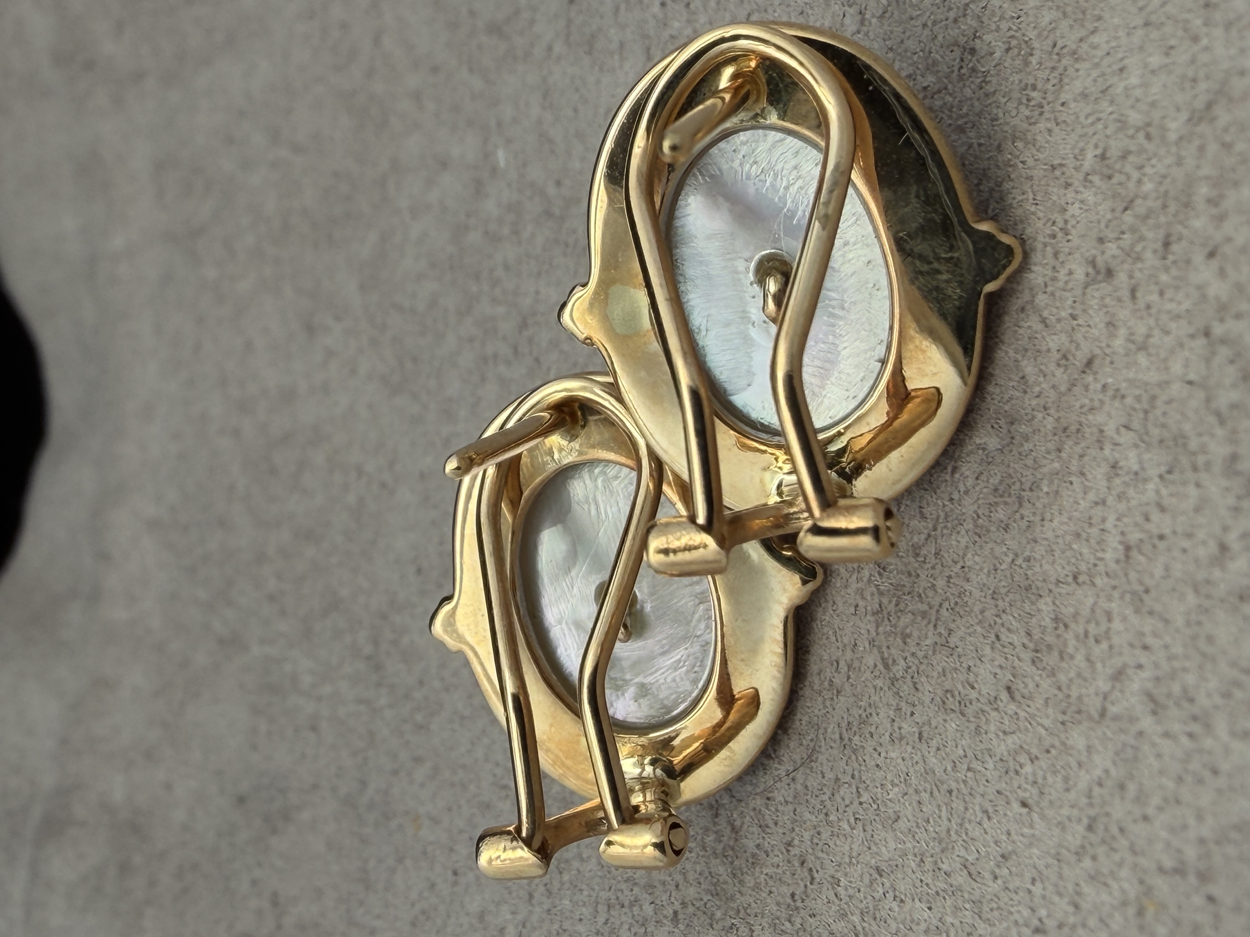 18k Mother of Pearl Diamond Earrings