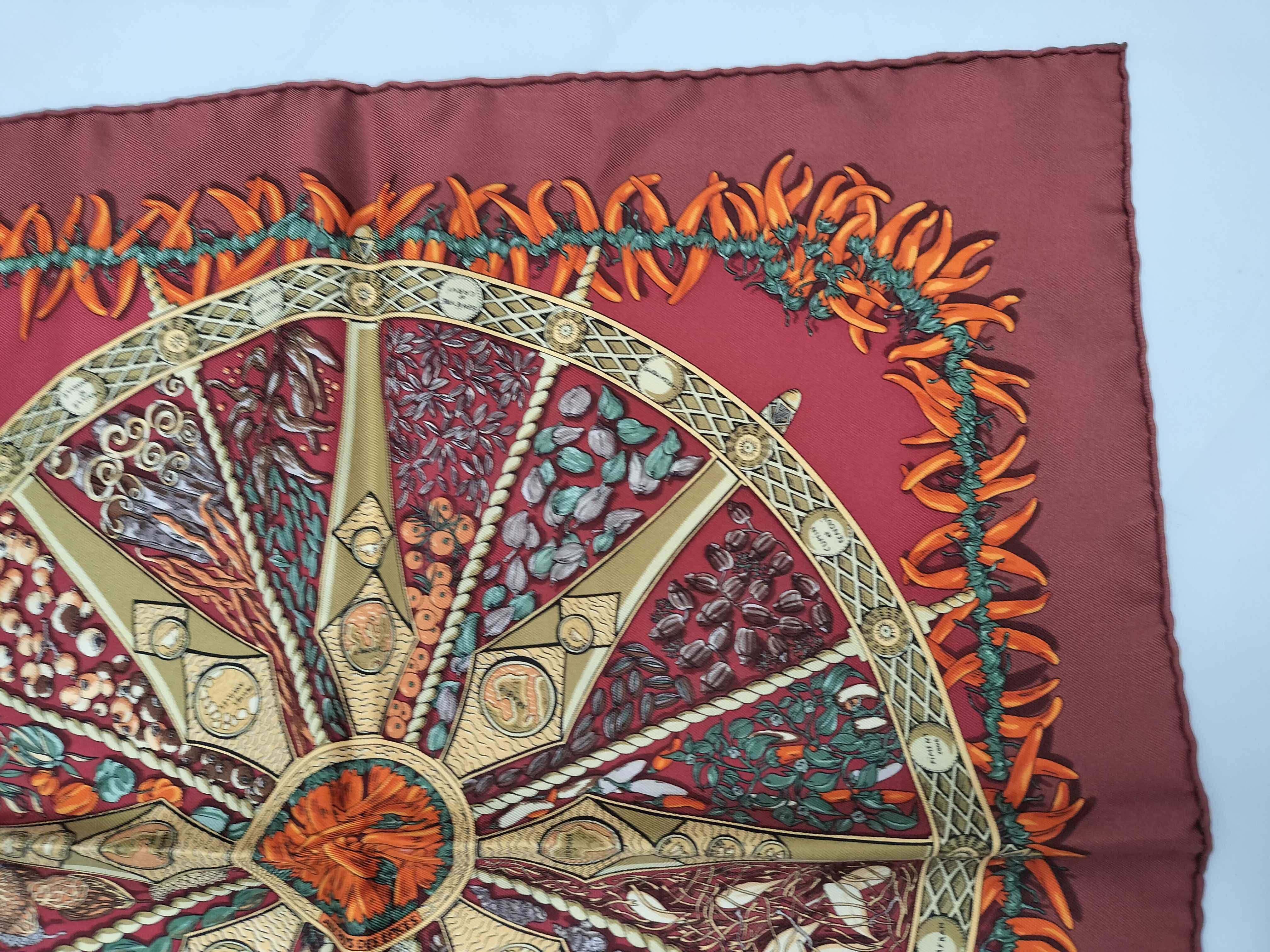Hermes Aux Pays des Epices Silk Gavroche Scarf by Annie Faivre