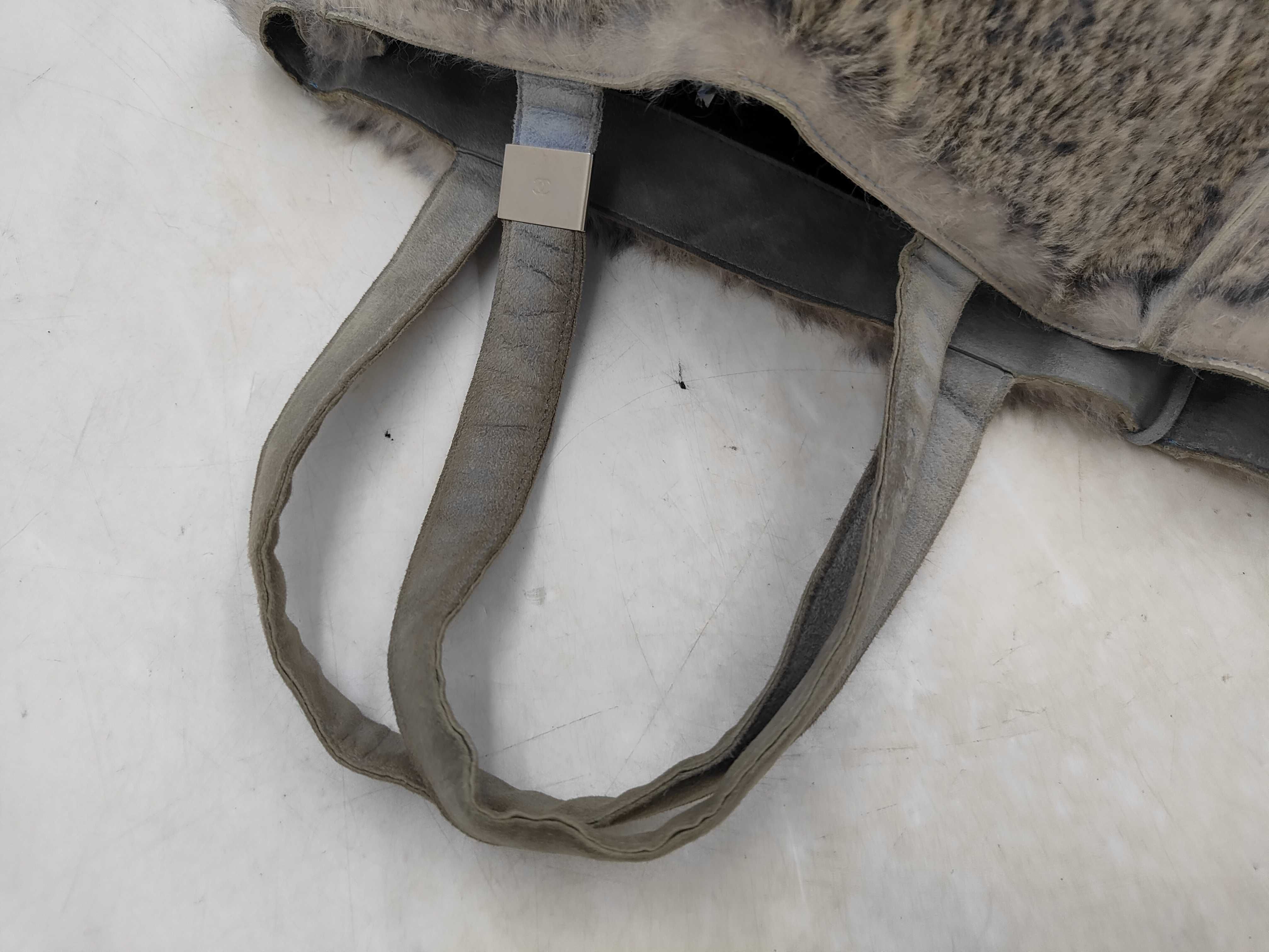 Chanel Rabbit Fur and Suede Tote Bag with Matching Pouch