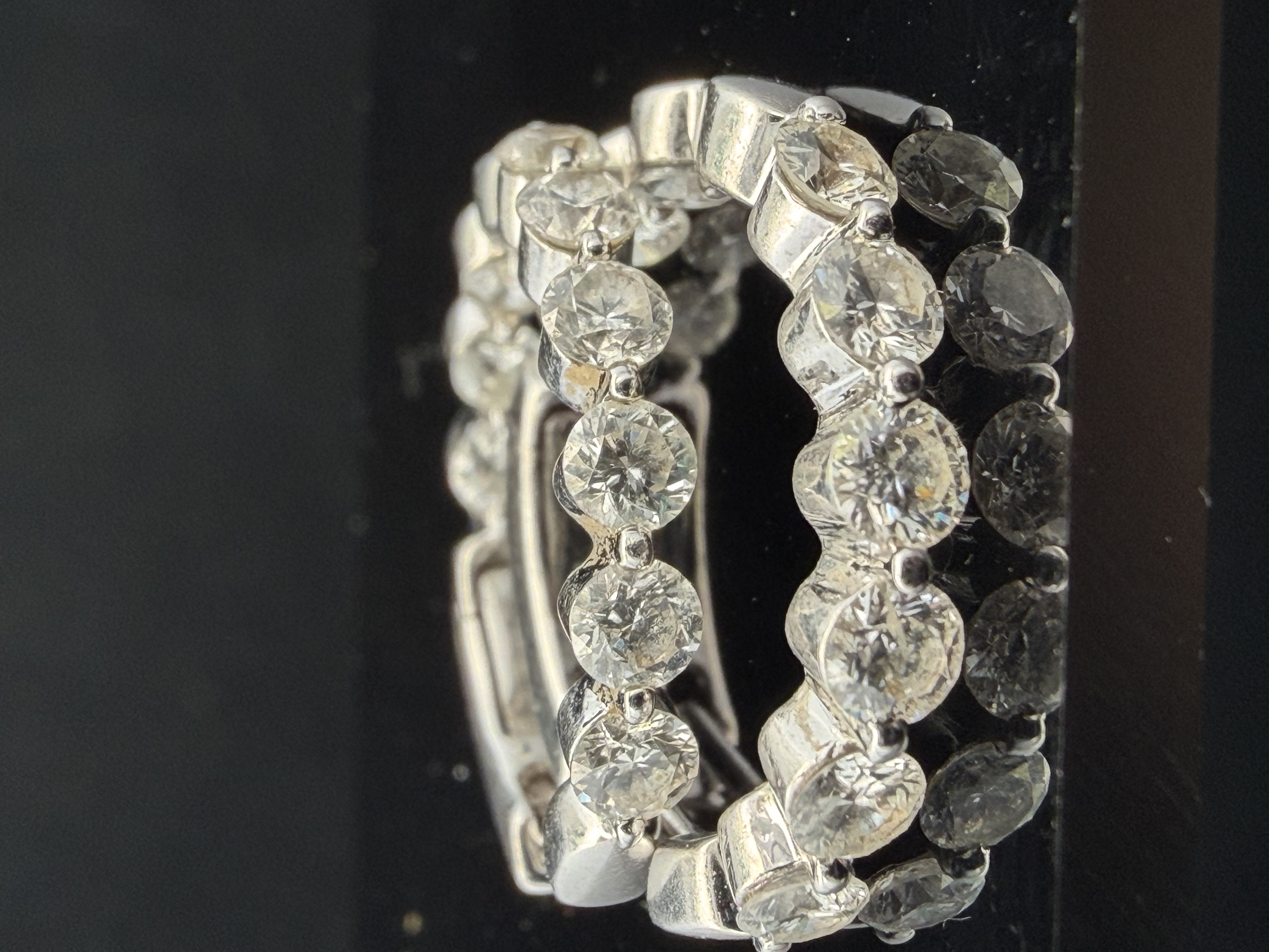 14k White Gold Diamond Inside-Out Hoop Earrings