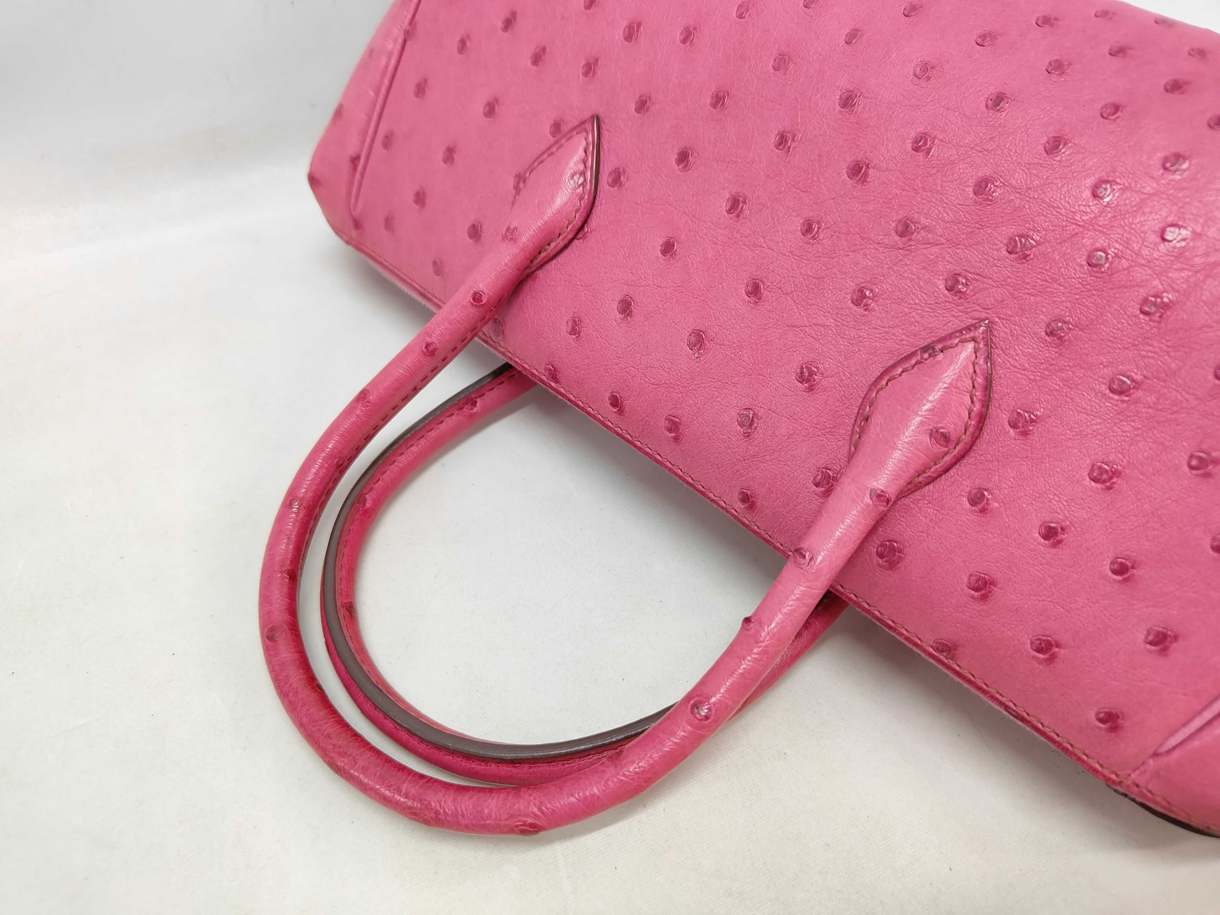 Hermes Fuchsia Ostrich Leather Paris Bombay 28 Bag