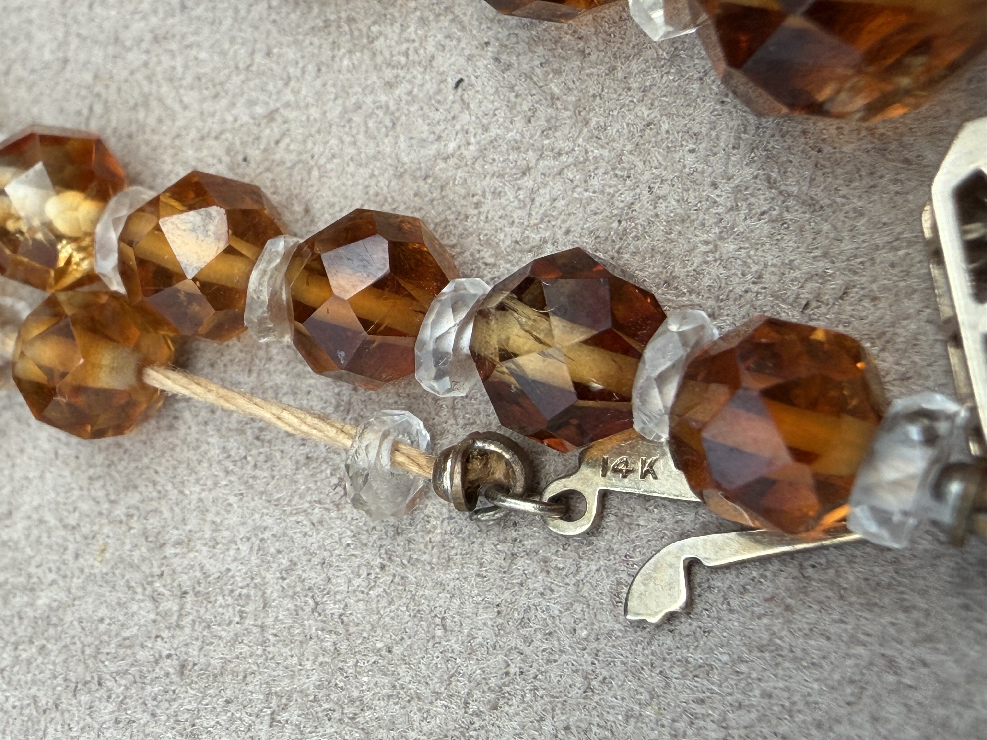 14k Citrine Rock Crystal Necklace
