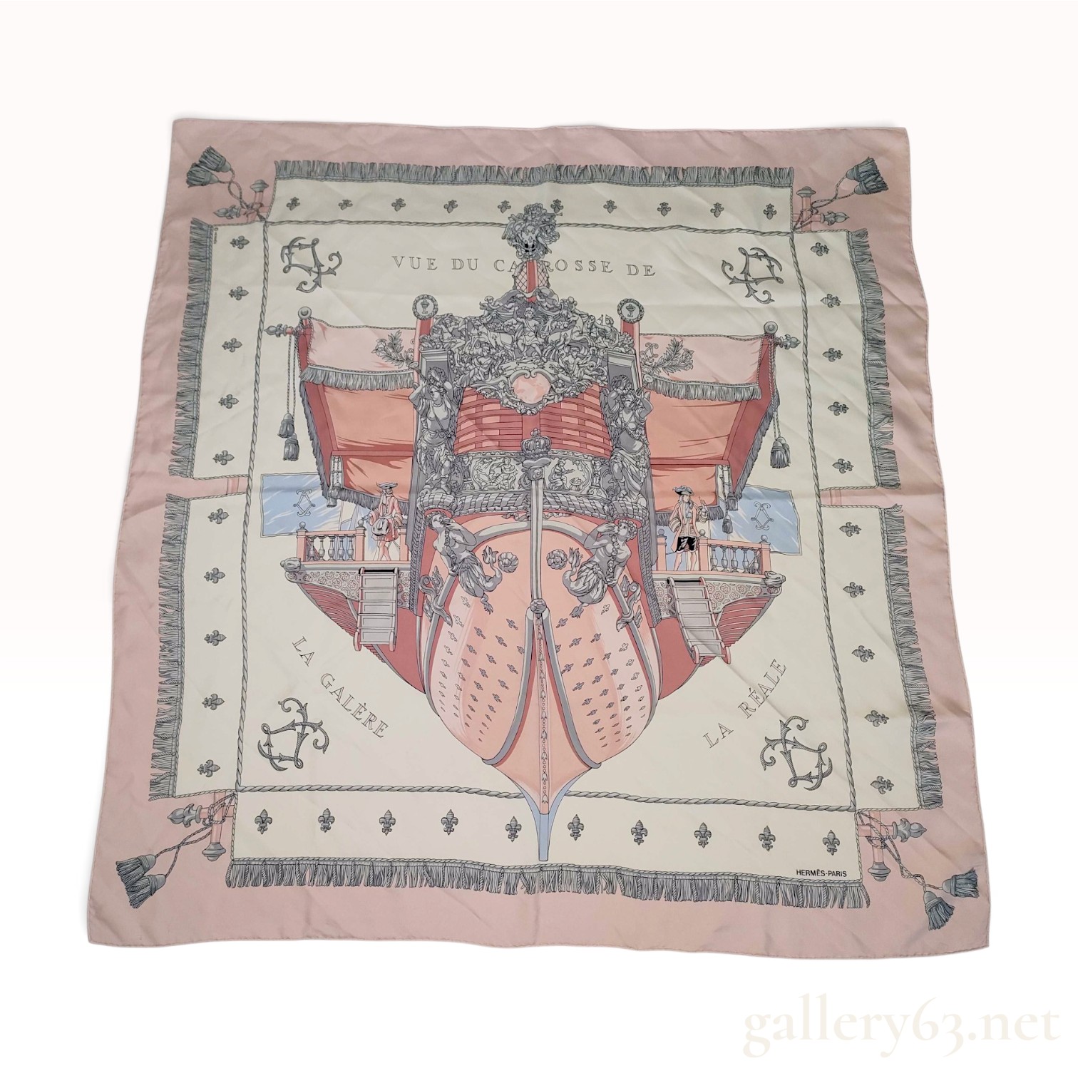 Hermes Vue du Carrosse de la Galere La Reale Silk Scarf