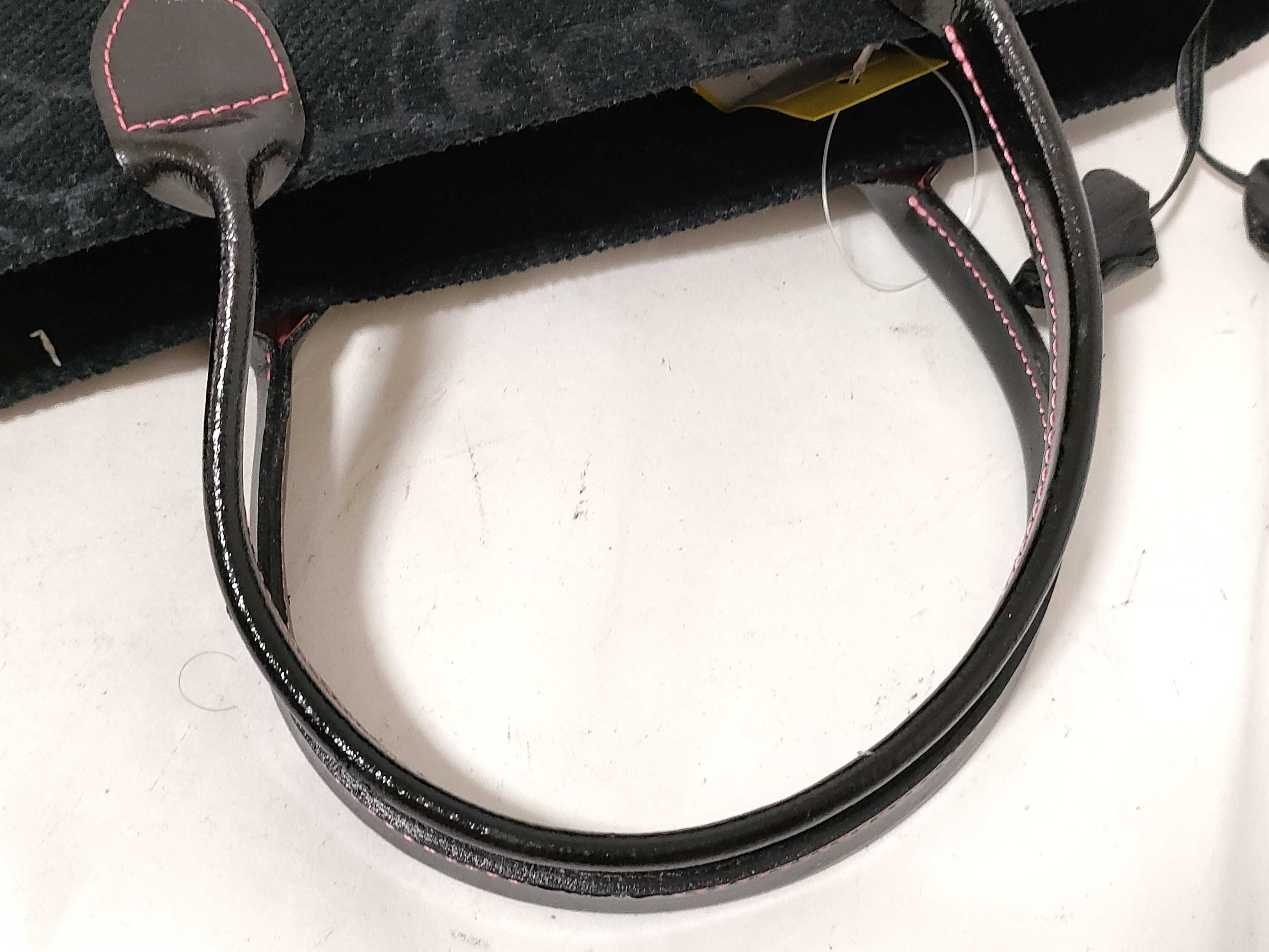 Longchamp Black Flocked Floral Textile Tote Bag