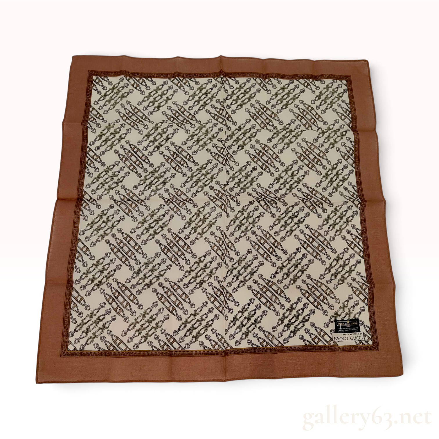Paolo Gucci Vintage Geometric Motif Cotton Handkerchief