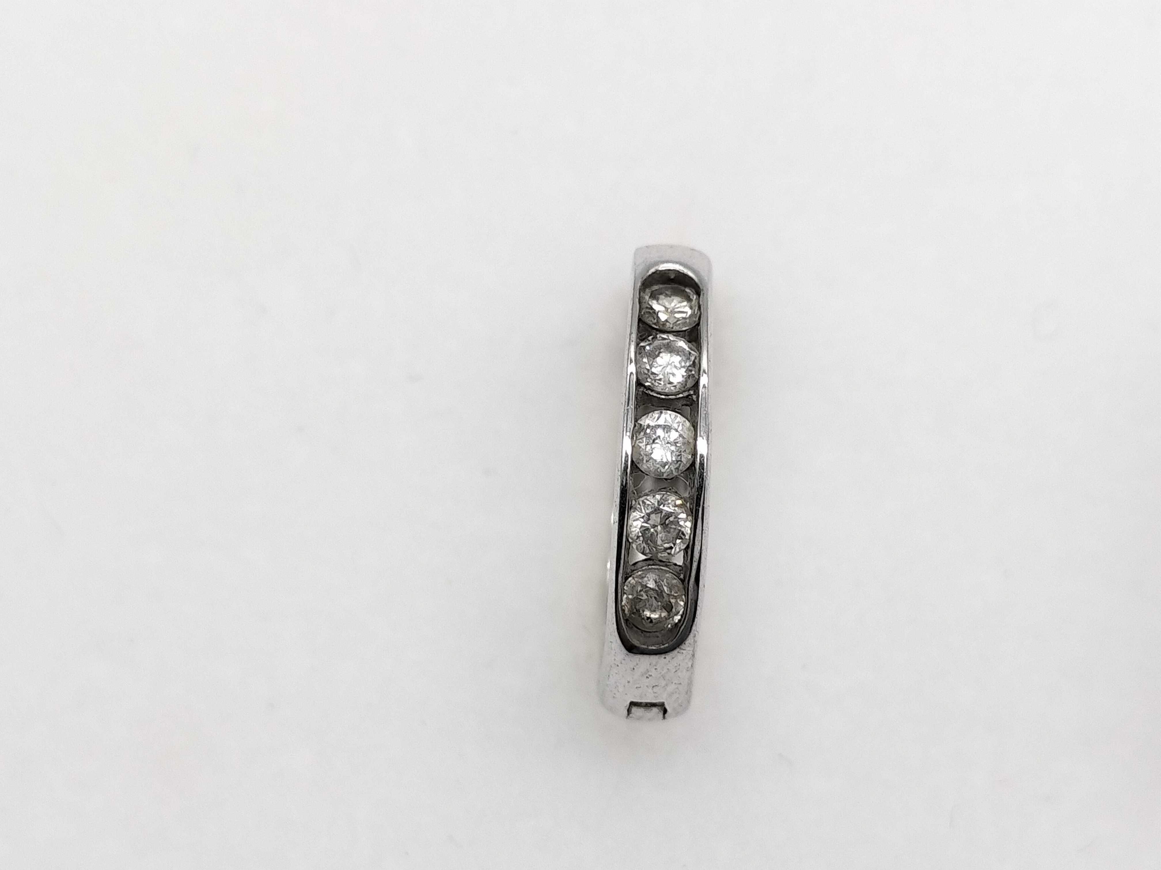 A Pair of 18K White Gold and Diamond Huggie Hoop Earrings