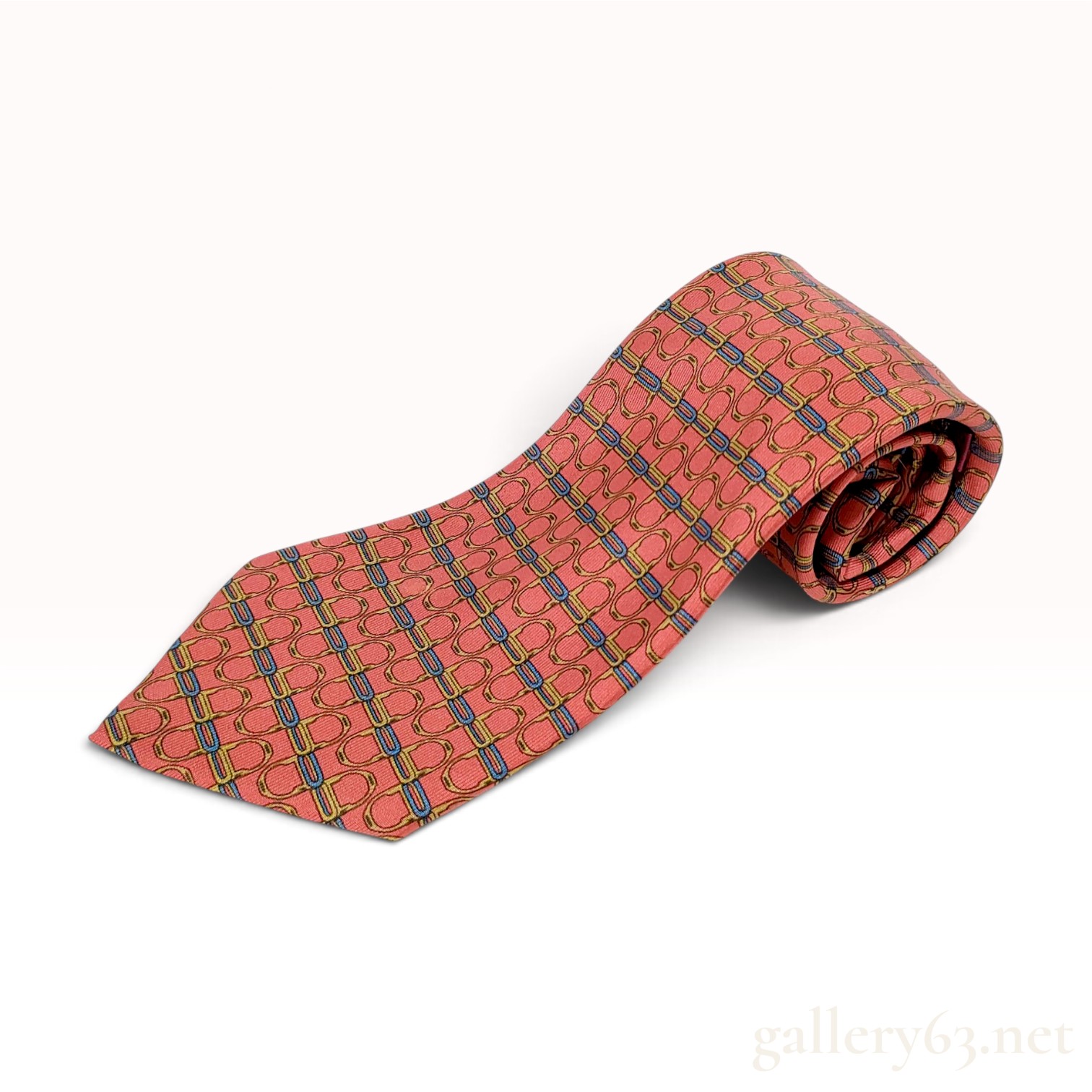 Hermes Equestrian Pattern 909 HA Silk Necktie with Original Box