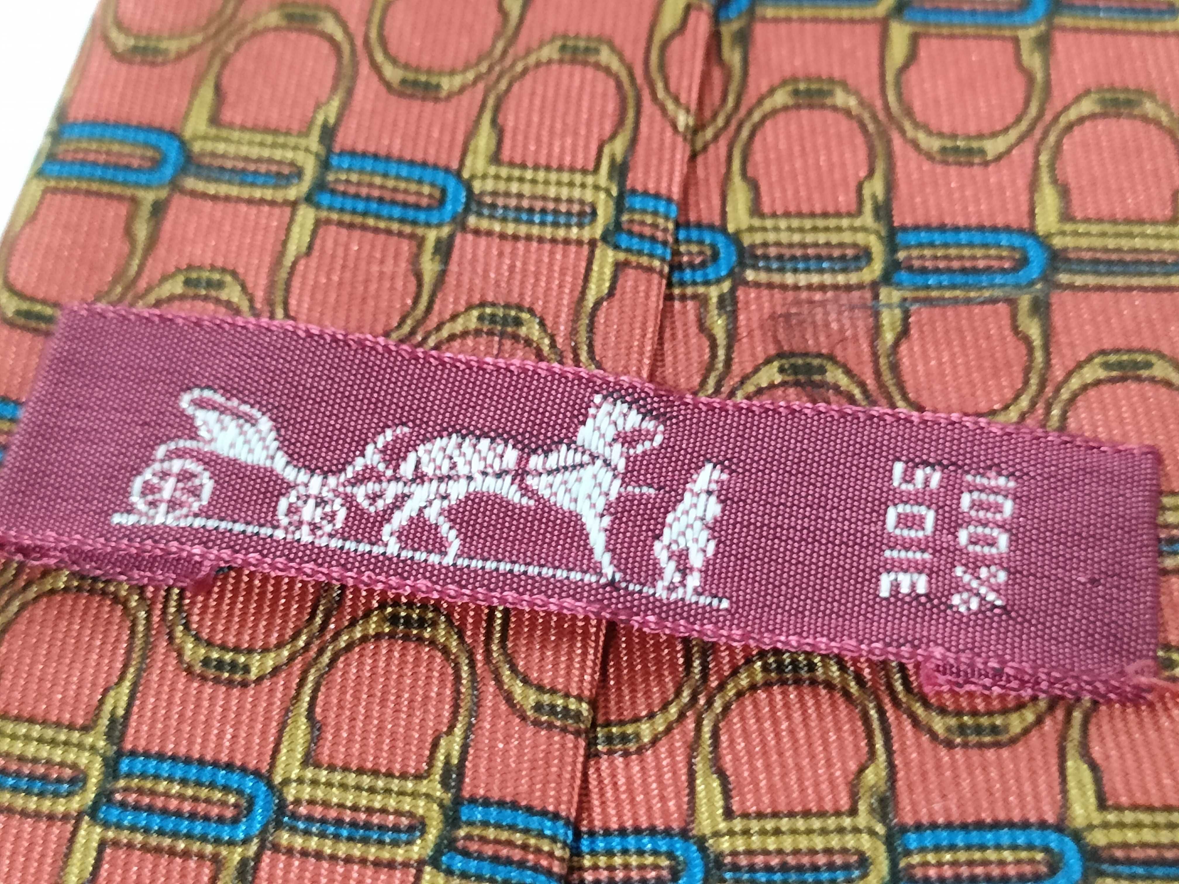 Hermes Equestrian Pattern 909 HA Silk Necktie with Original Box