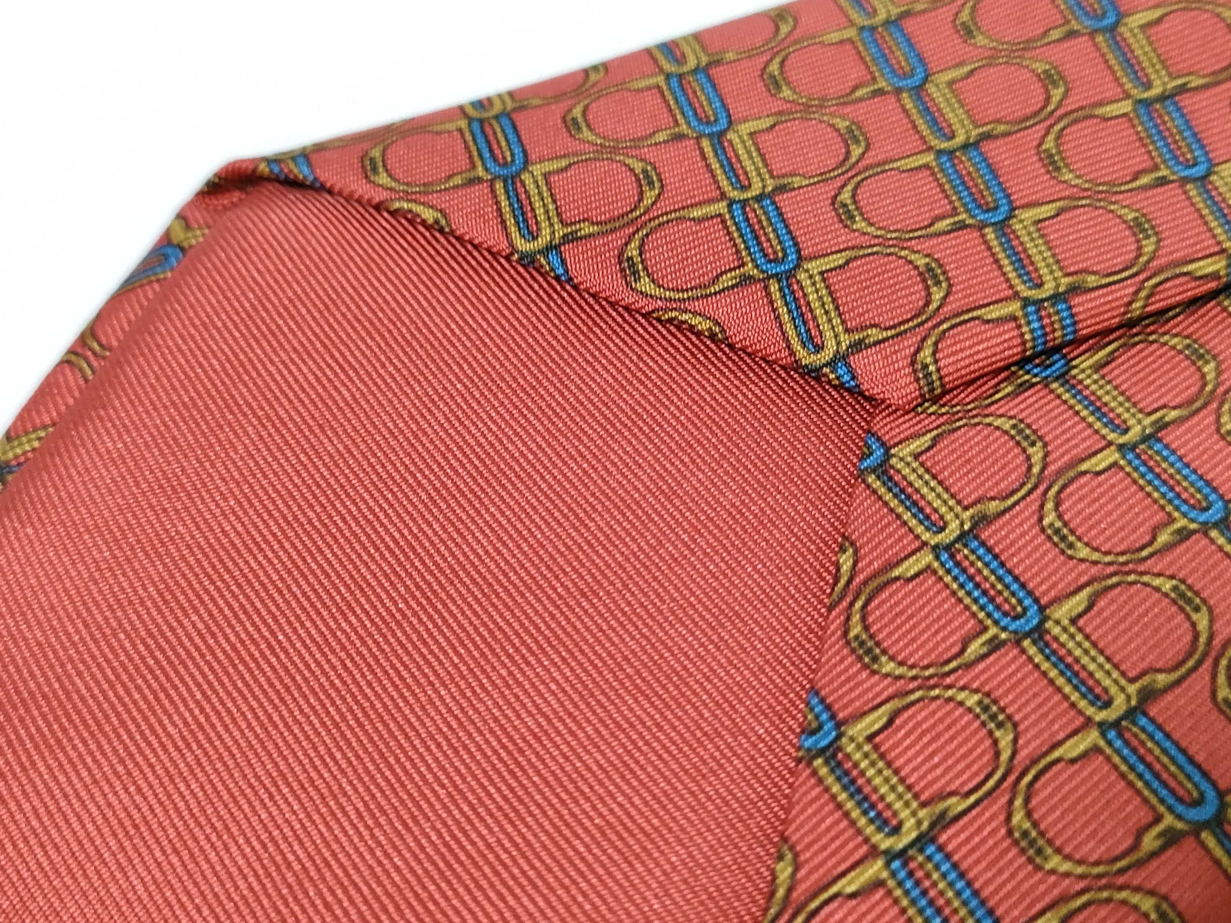 Hermes Equestrian Pattern 909 HA Silk Necktie with Original Box