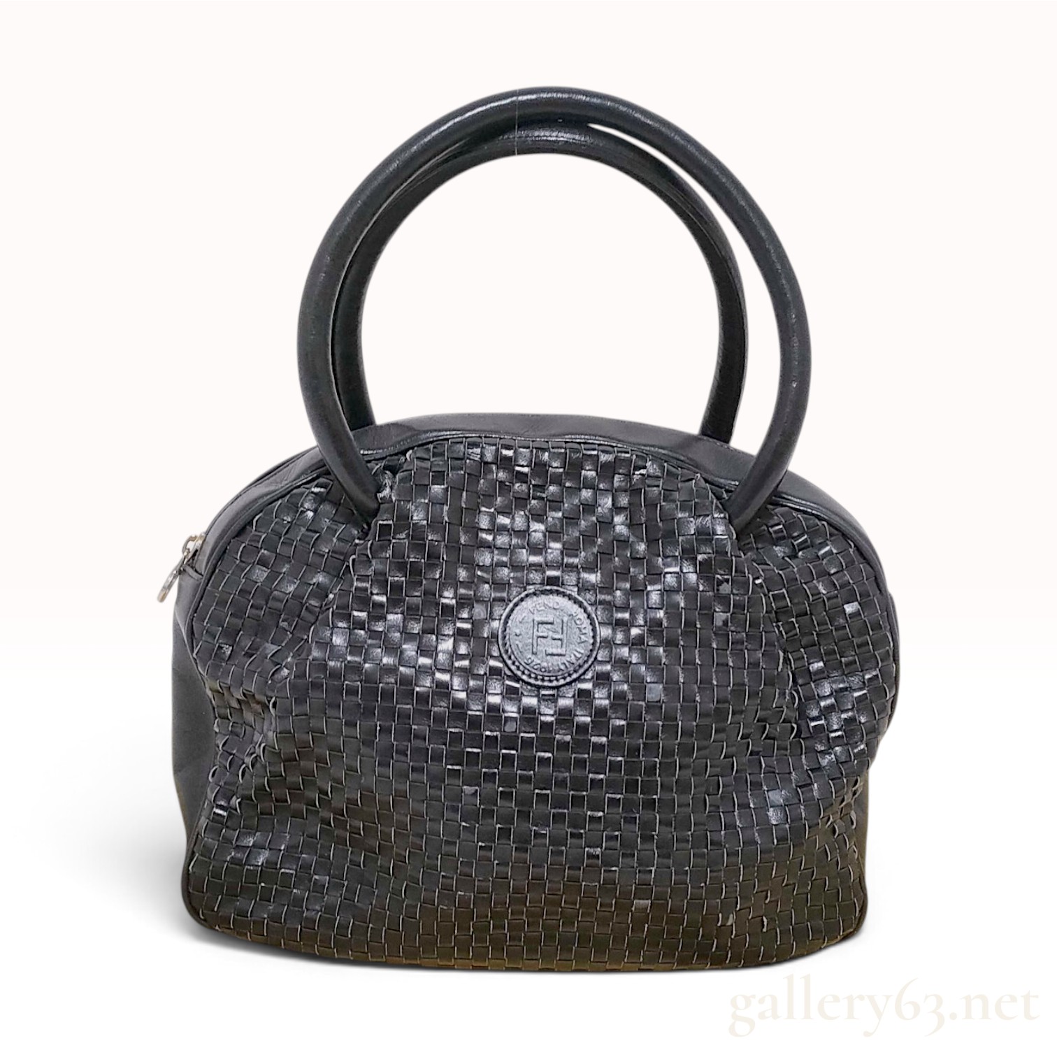 Vintage Fendi Woven Leather Dome Satchel