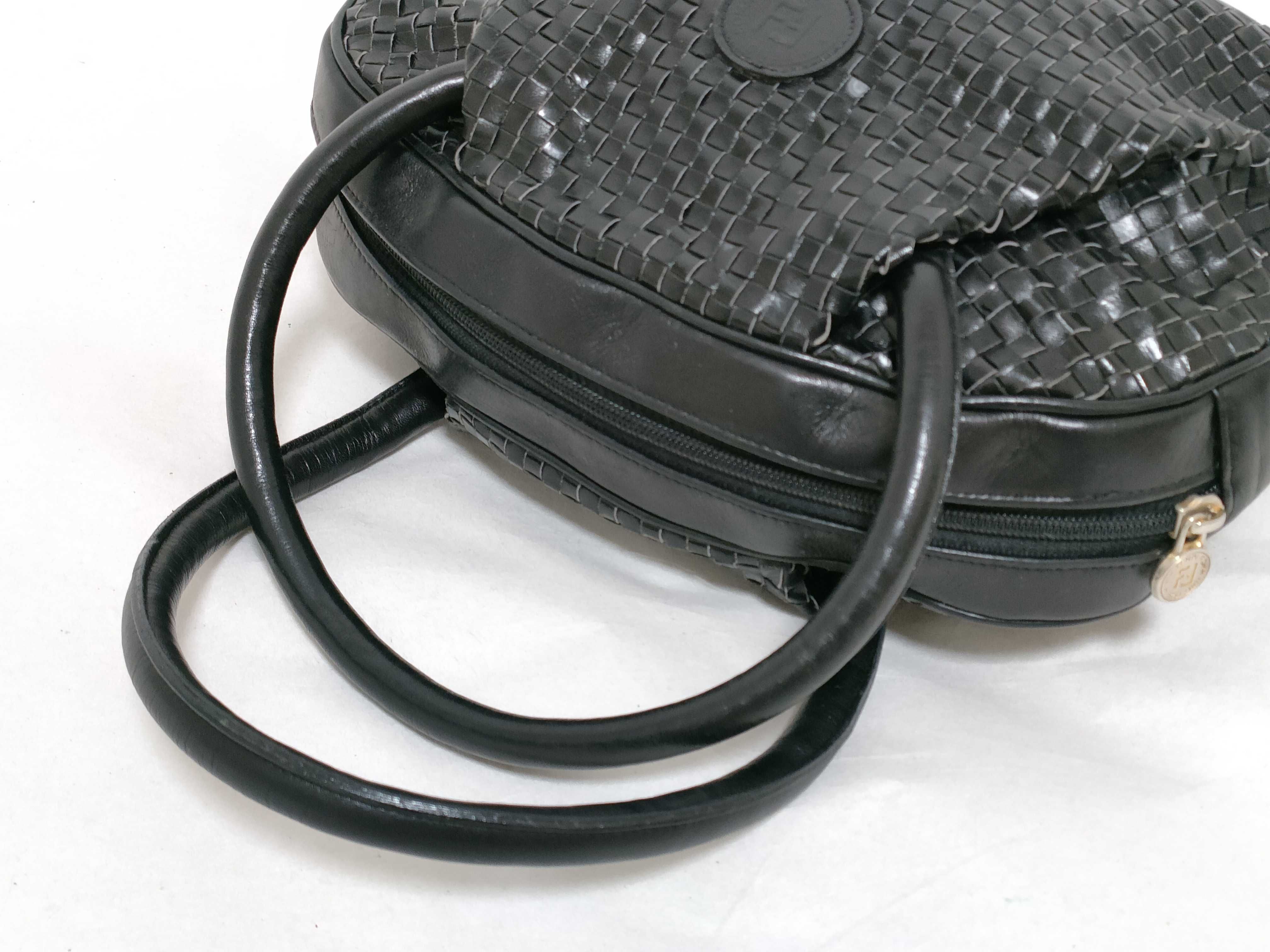 Vintage Fendi Woven Leather Dome Satchel