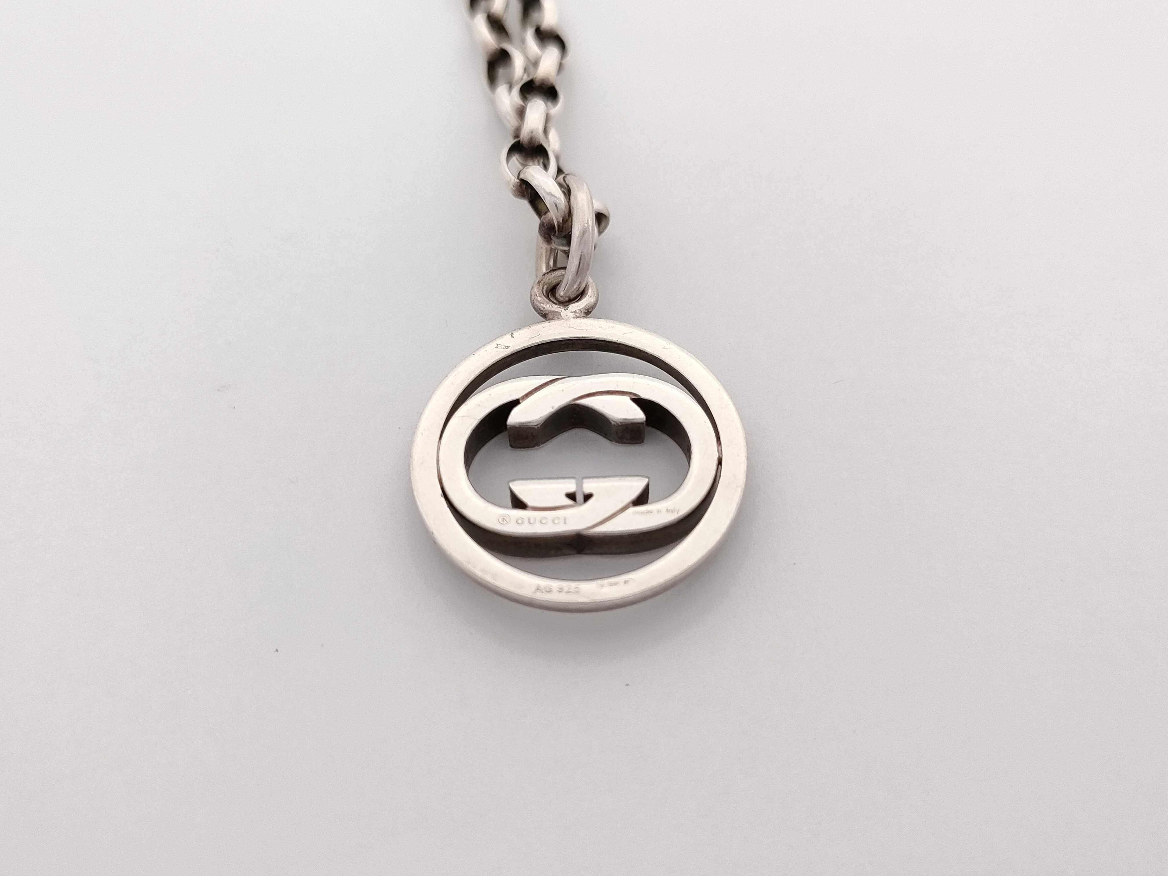 Gucci Sterling Silver Interlocking G Spinning Pendant Necklace
