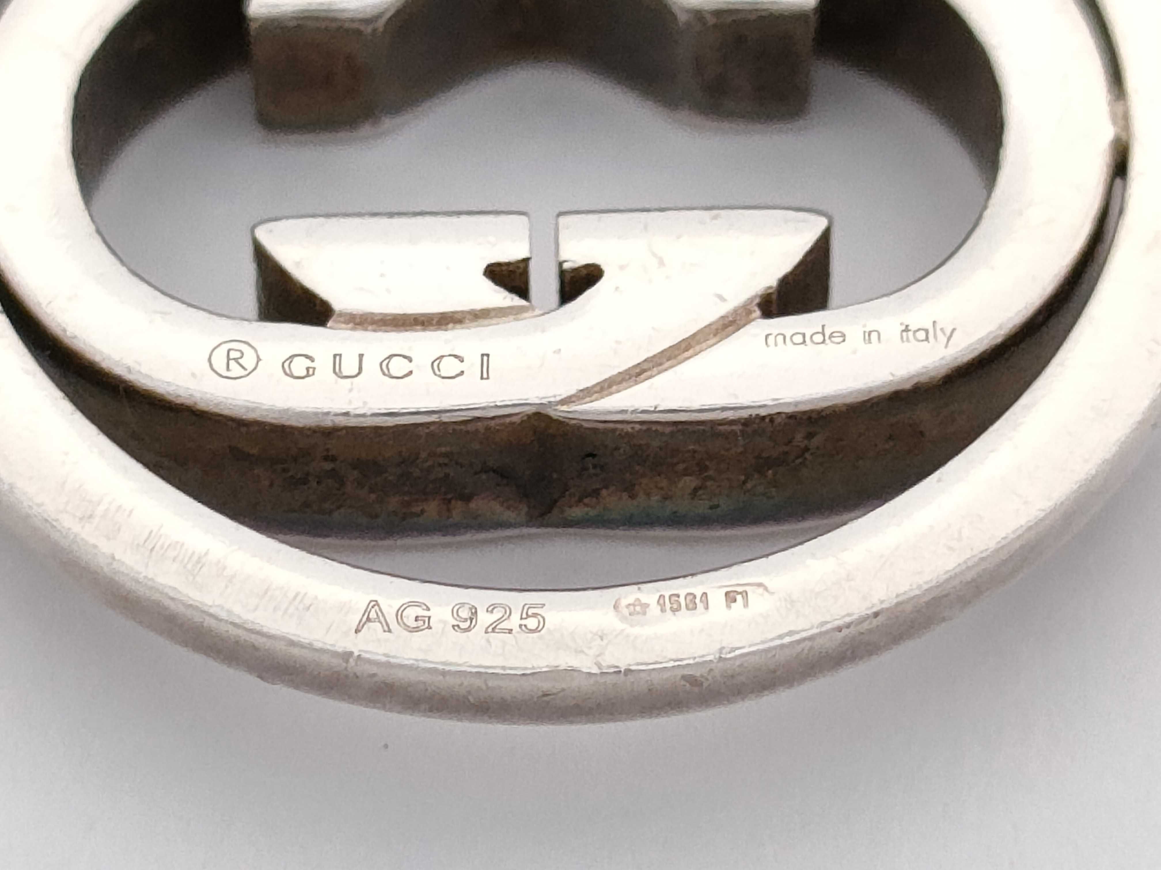 Gucci Sterling Silver Interlocking G Spinning Pendant Necklace