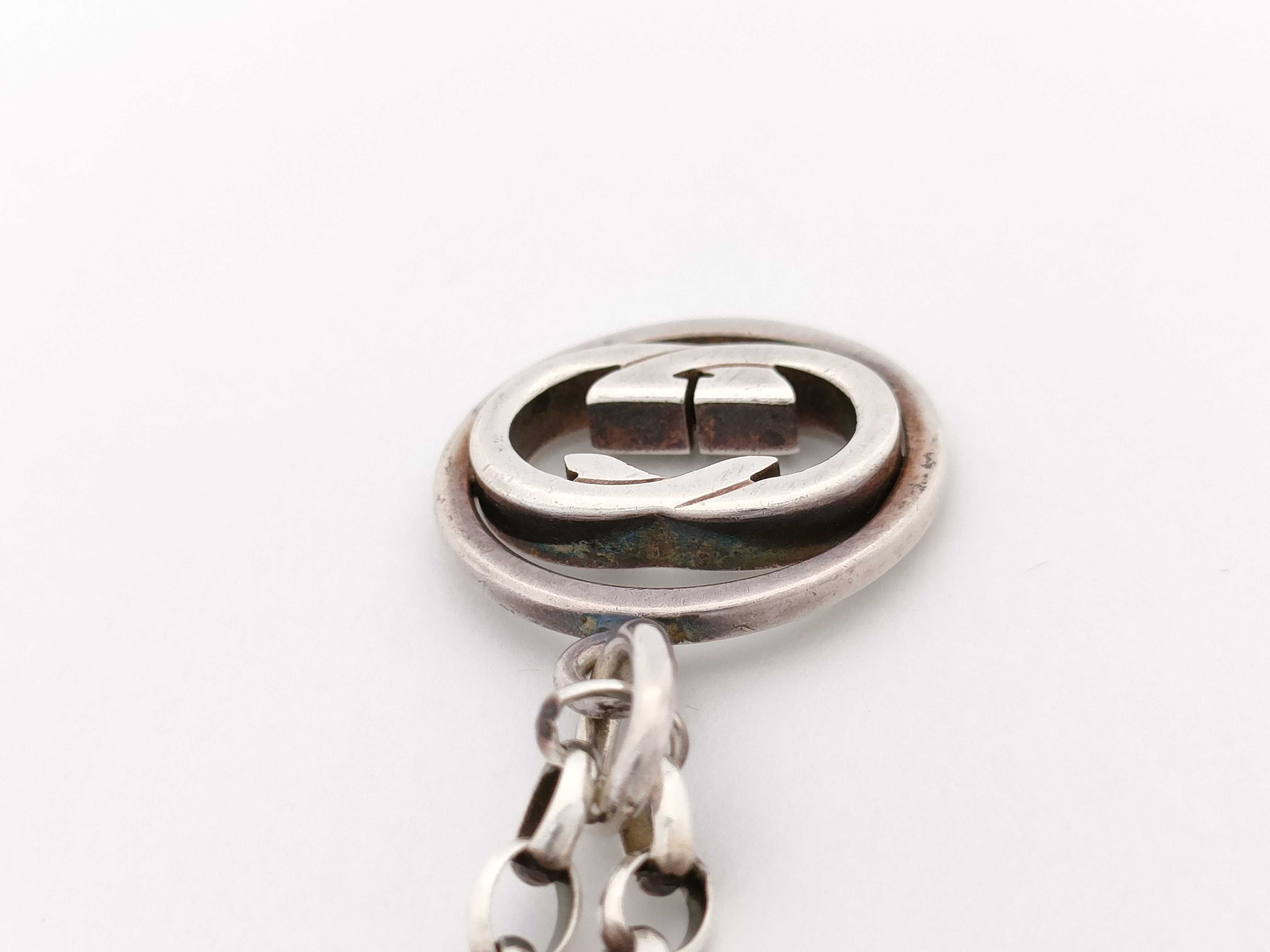 Gucci Sterling Silver Interlocking G Spinning Pendant Necklace