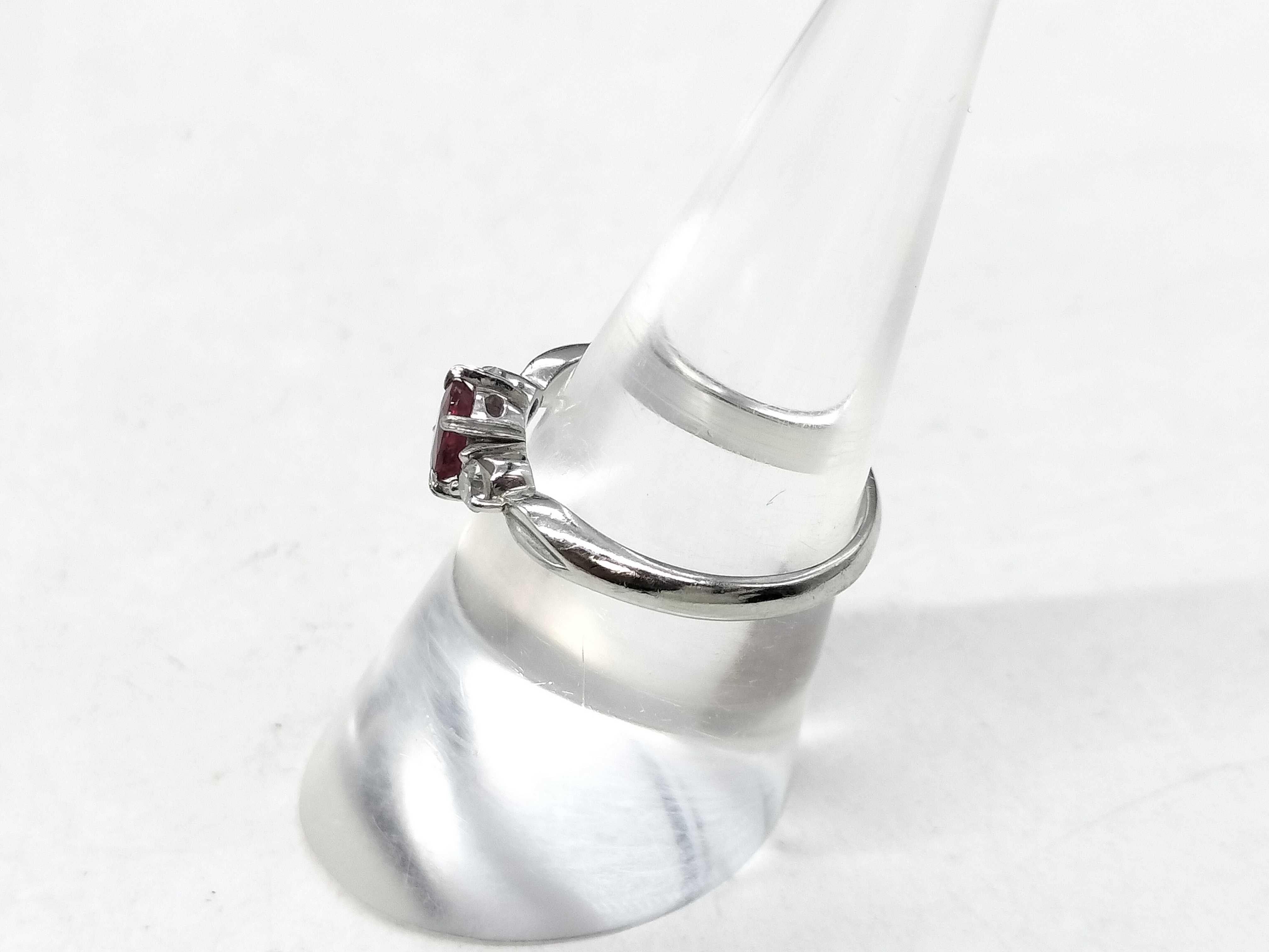 Platinum Oval Ruby and Diamond Accent Ring