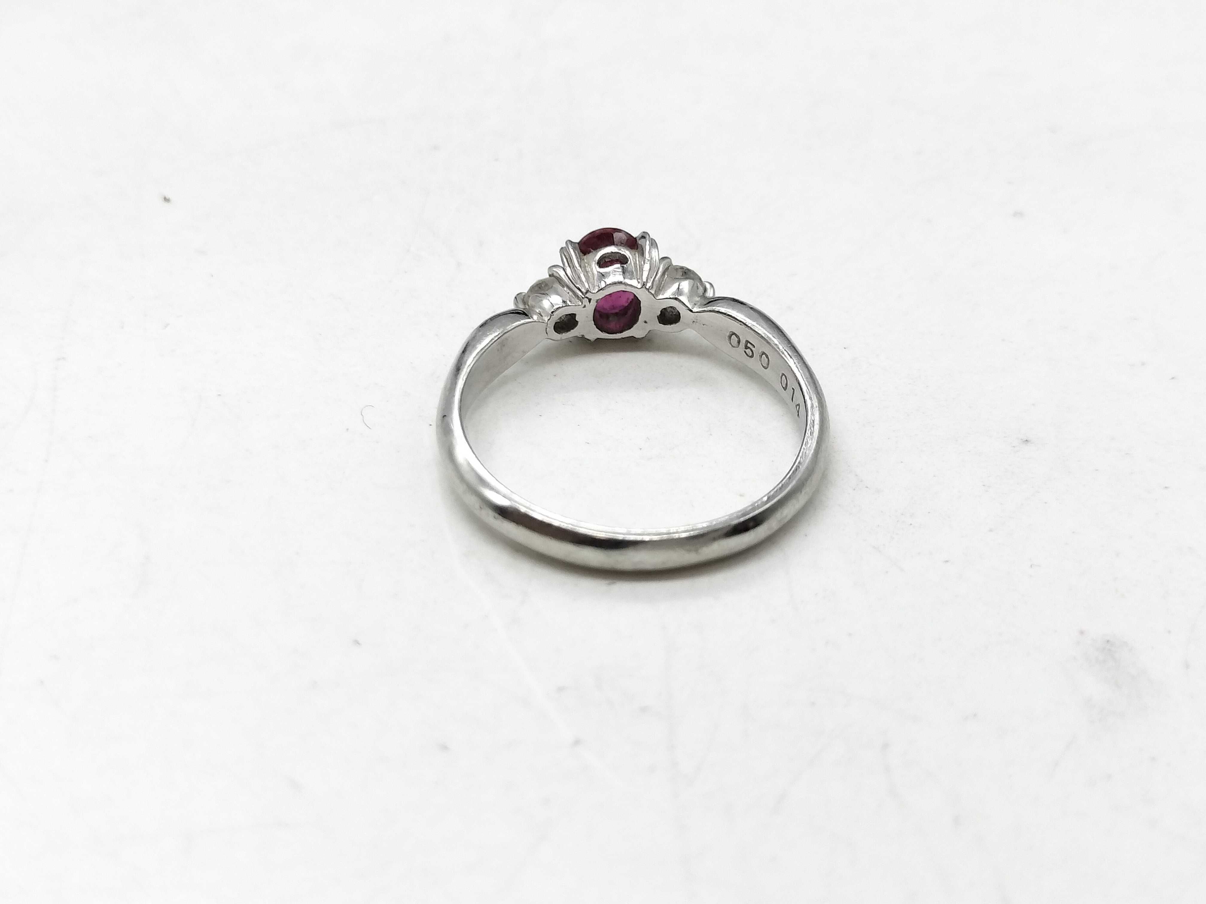 Platinum Oval Ruby and Diamond Accent Ring