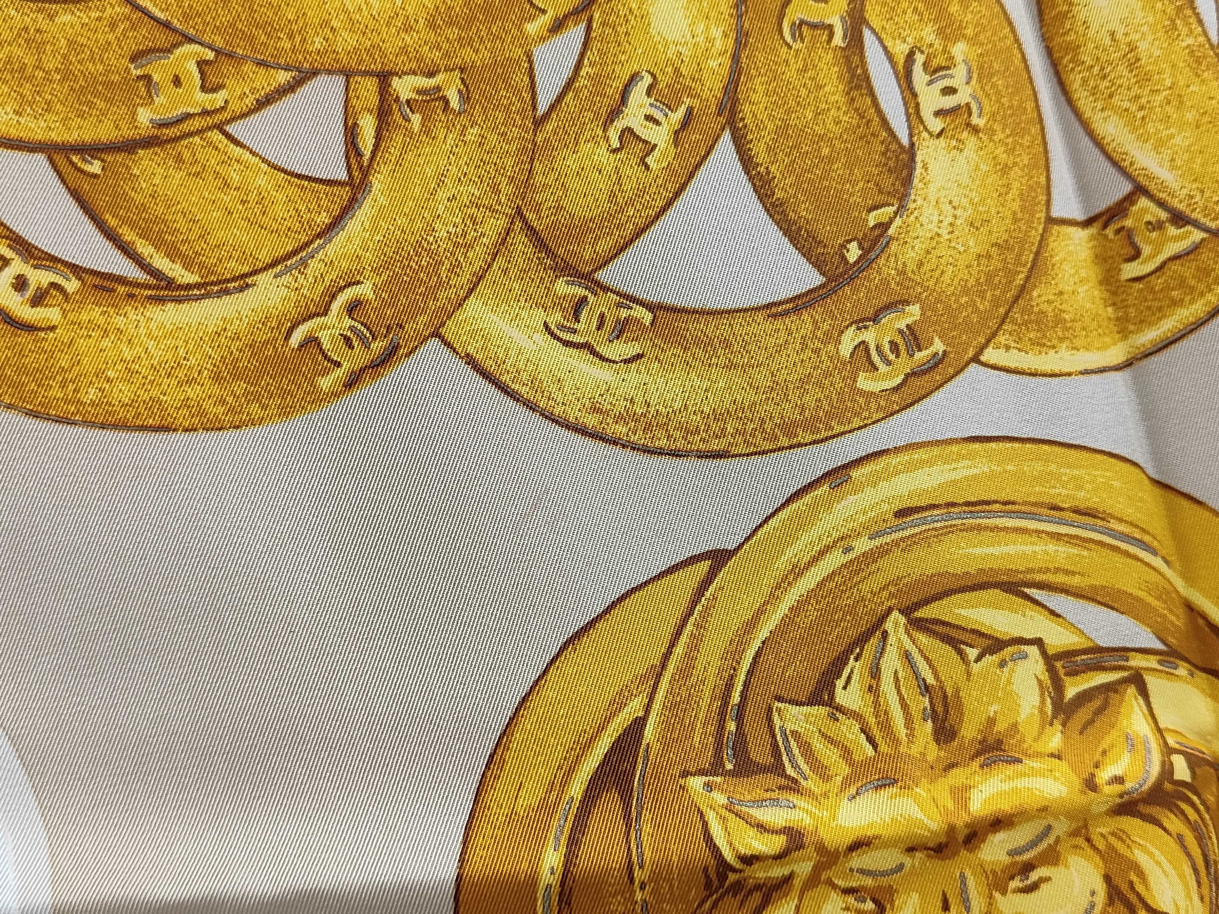 Chanel Vintage Gold-Tone Jewelry and Button Motif Silk Scarf