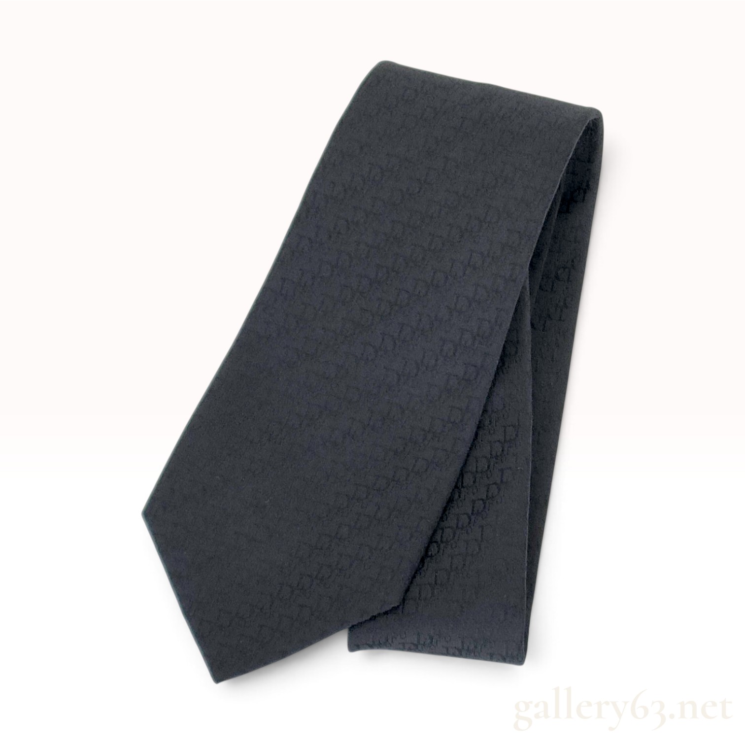 Christian Dior Monsieur Black Silk Monogram Jacquard Necktie