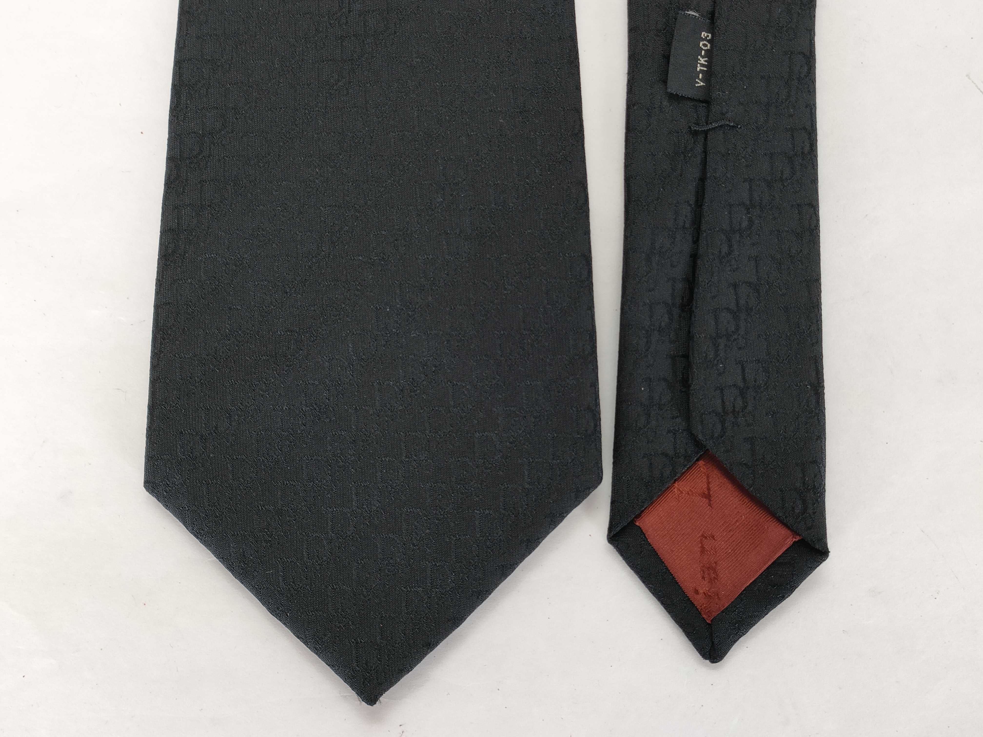 Christian Dior Monsieur Black Silk Monogram Jacquard Necktie