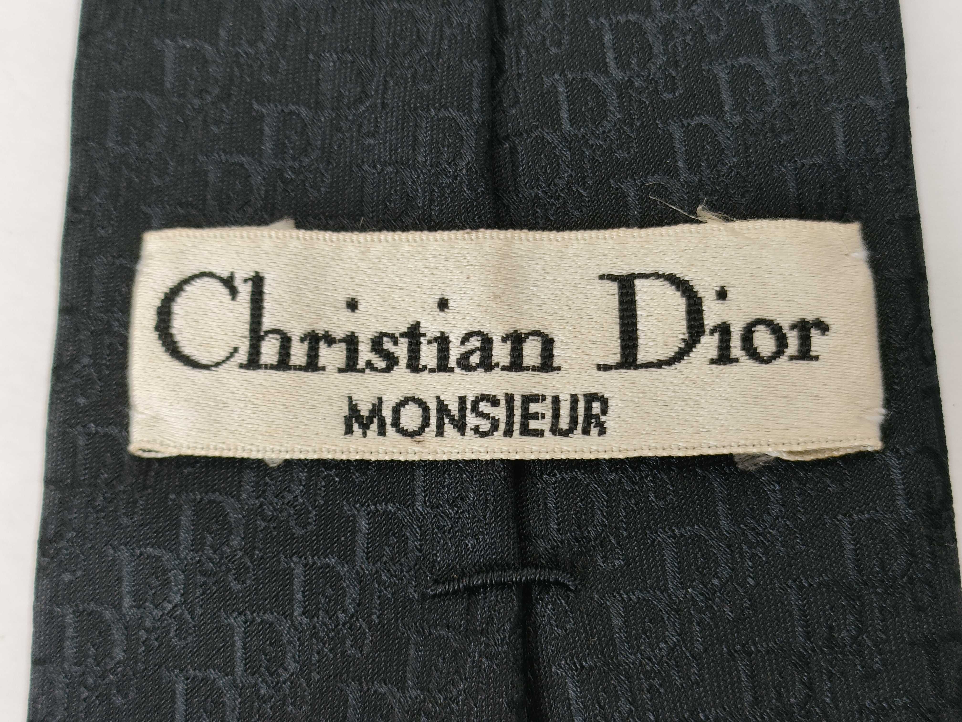 Christian Dior Monsieur Black Silk Monogram Jacquard Necktie