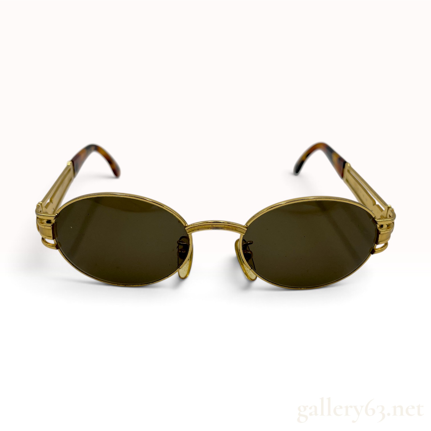A Pair of Vintage Fendi Gold-Tone Oval Sunglasses, Model SL 7031
