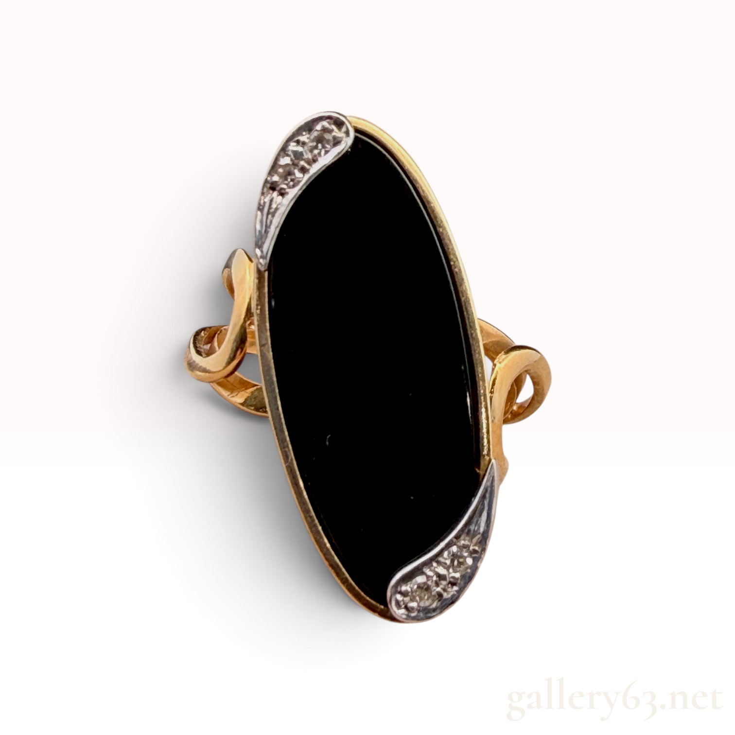 14k Onyx Diamond Ring