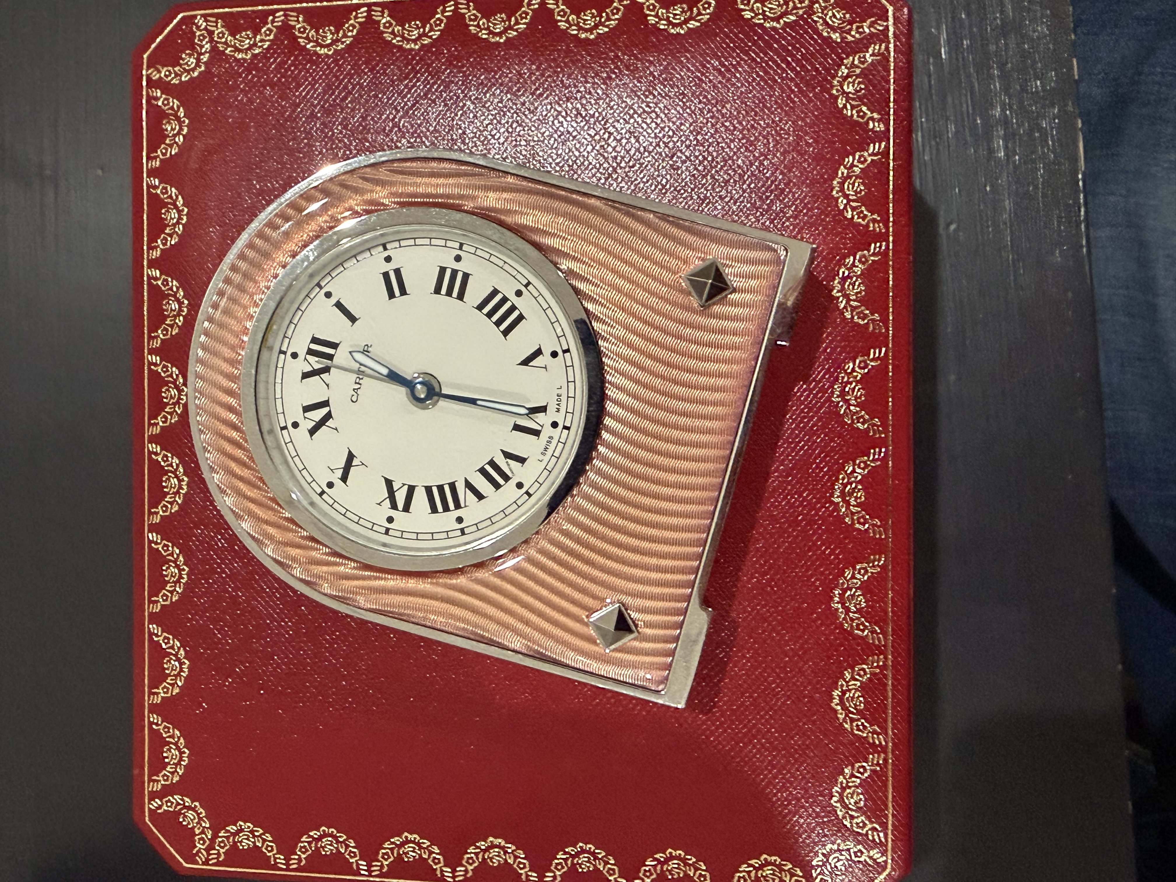 Cartier Guilloche Travel Clock
