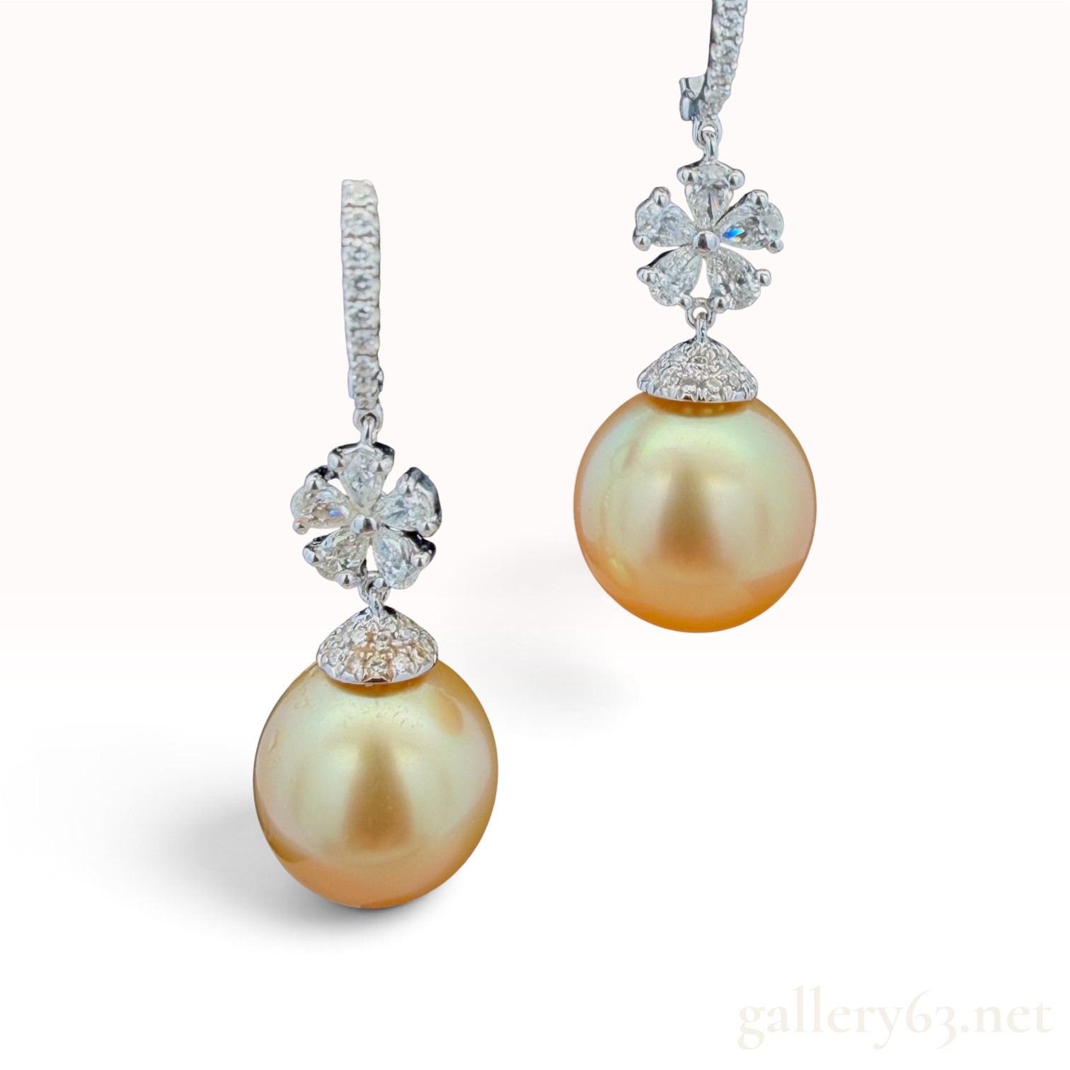 18k South Sea Pearl and Diamond Earrings