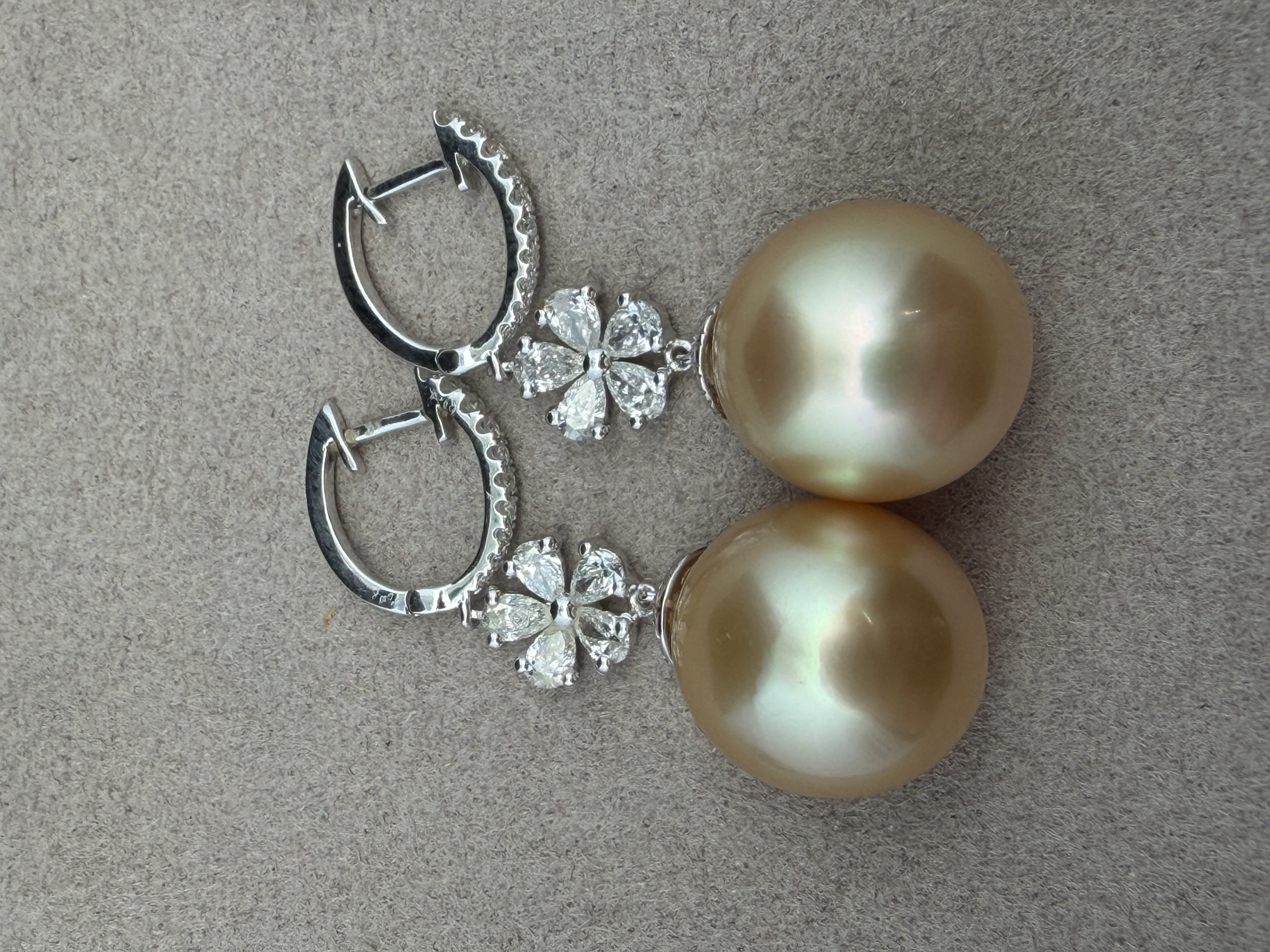 18k South Sea Pearl and Diamond Earrings