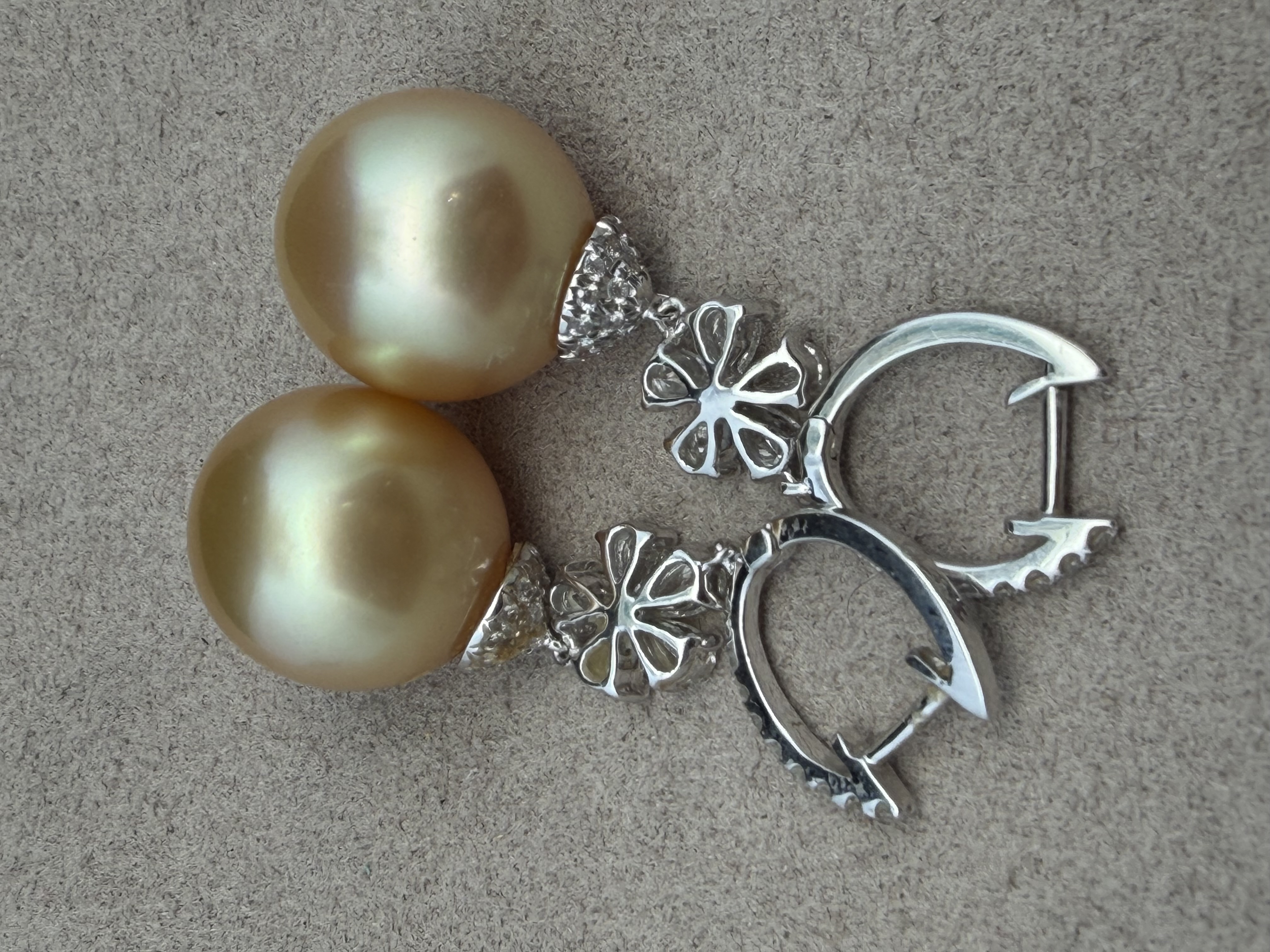 18k South Sea Pearl and Diamond Earrings