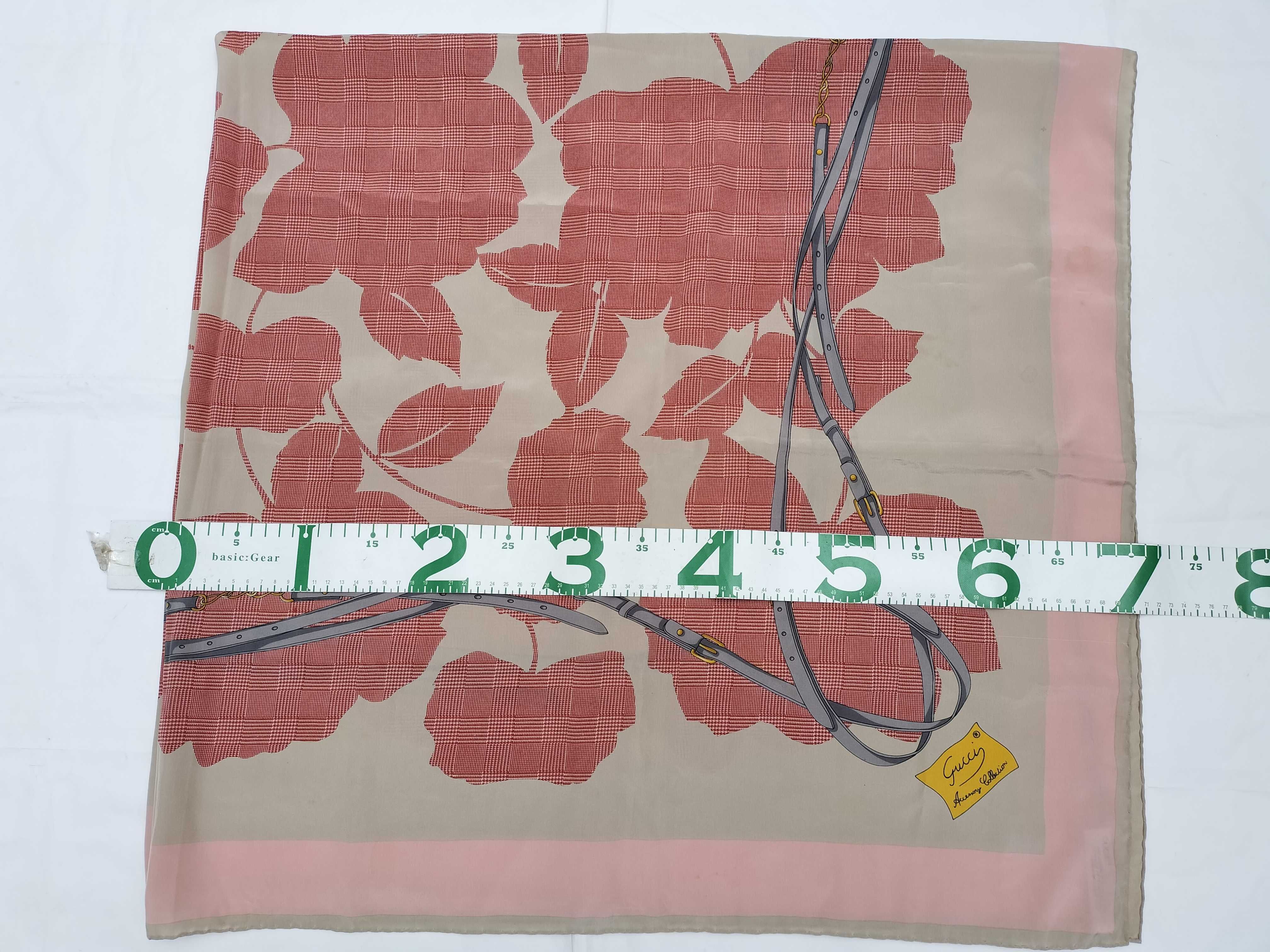 Vintage Gucci Wide Silk Scarf/foulard in Floral and Equestrian Motif