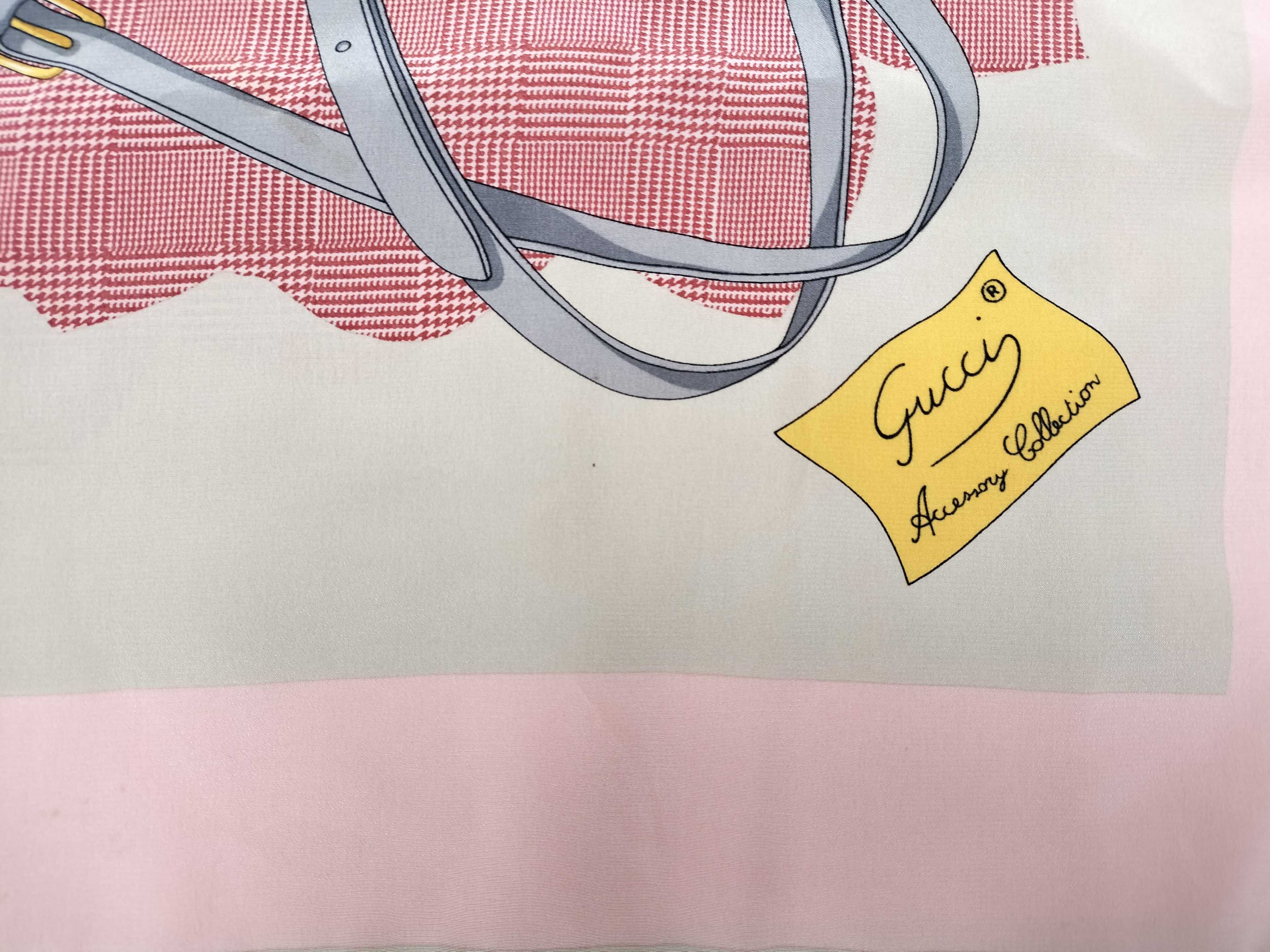 Vintage Gucci Wide Silk Scarf/foulard in Floral and Equestrian Motif