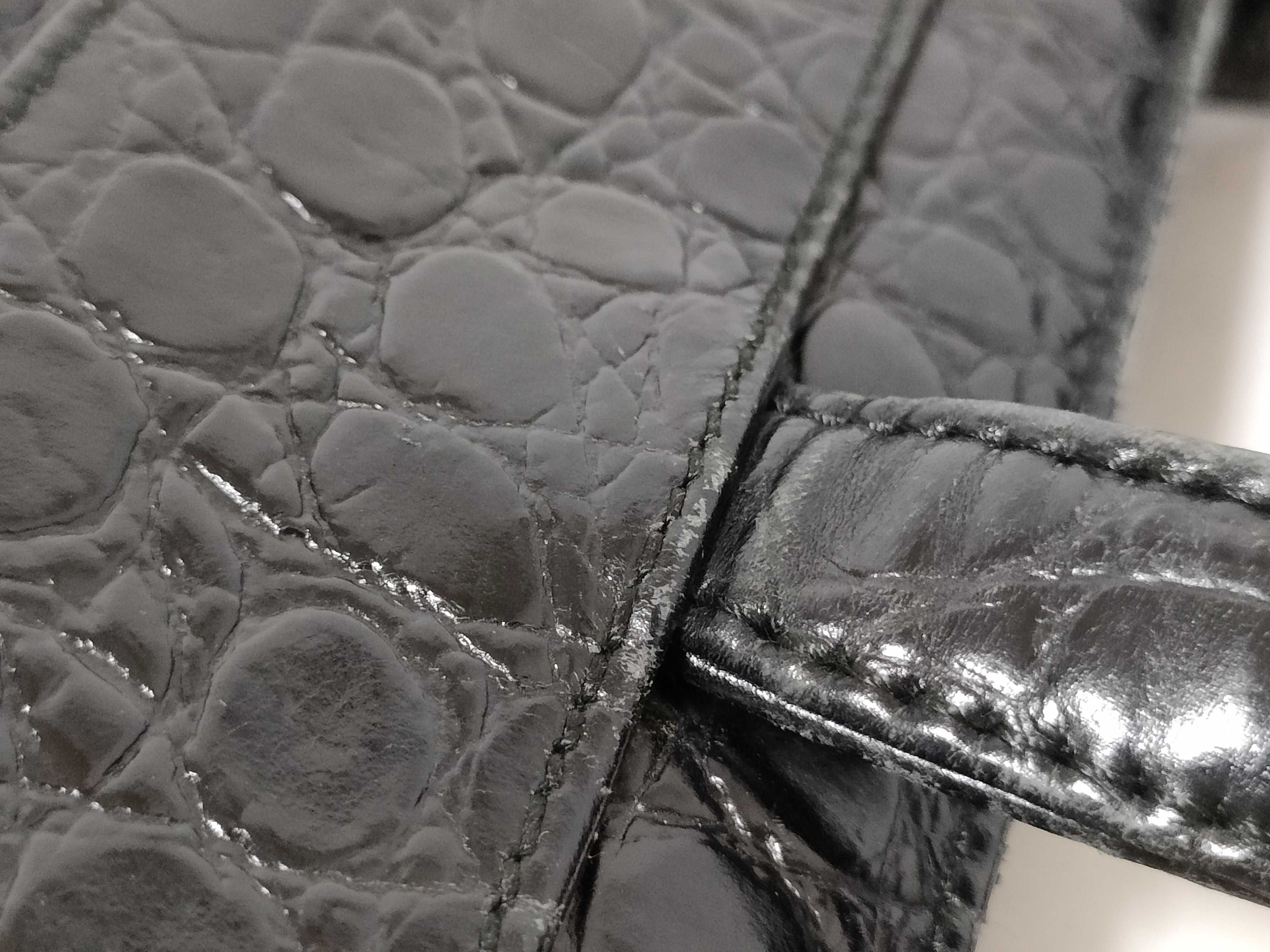 Salvatore Ferragamo Black Crocodile Embossed Leather Vara Bow Top Handle Bag