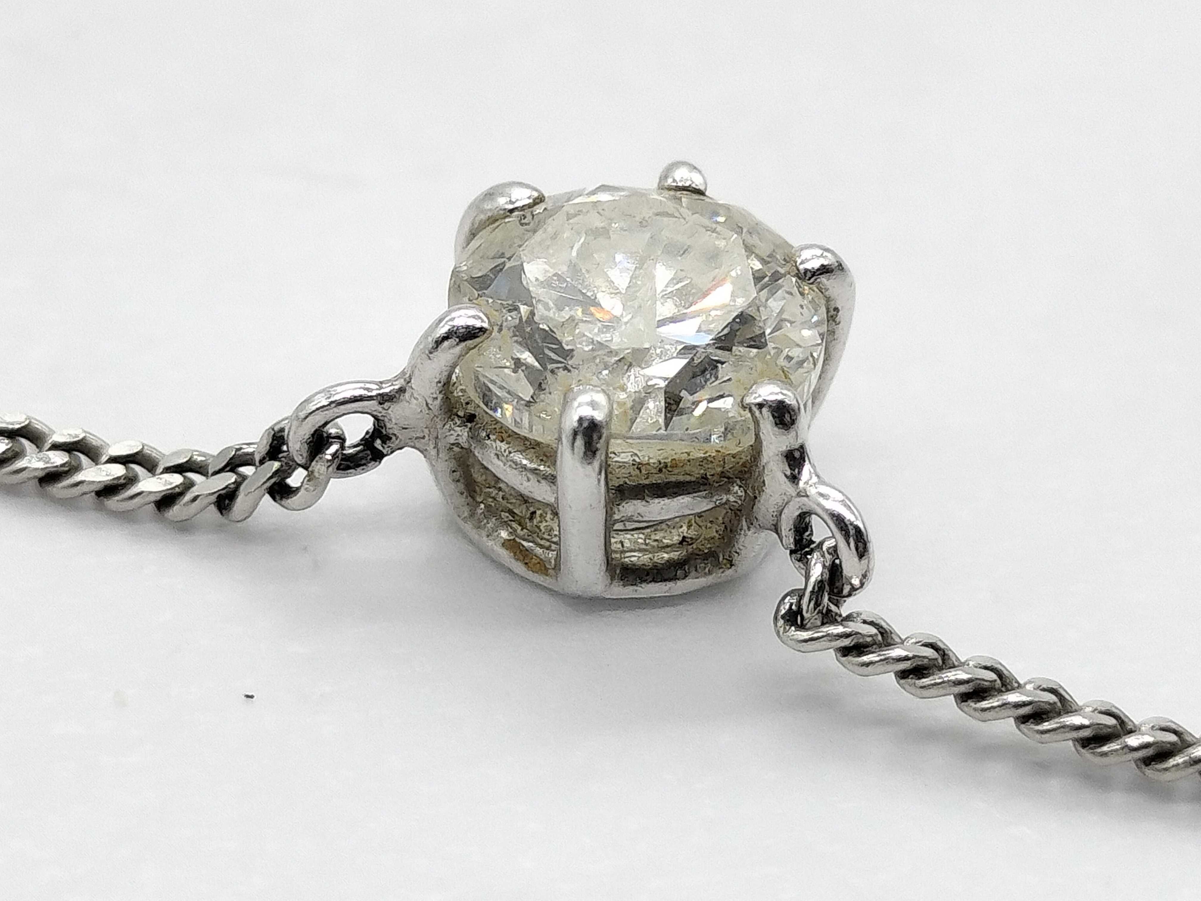 1.03 Carat Diamond and Pt850 Platinum Solitaire Pendant Necklace